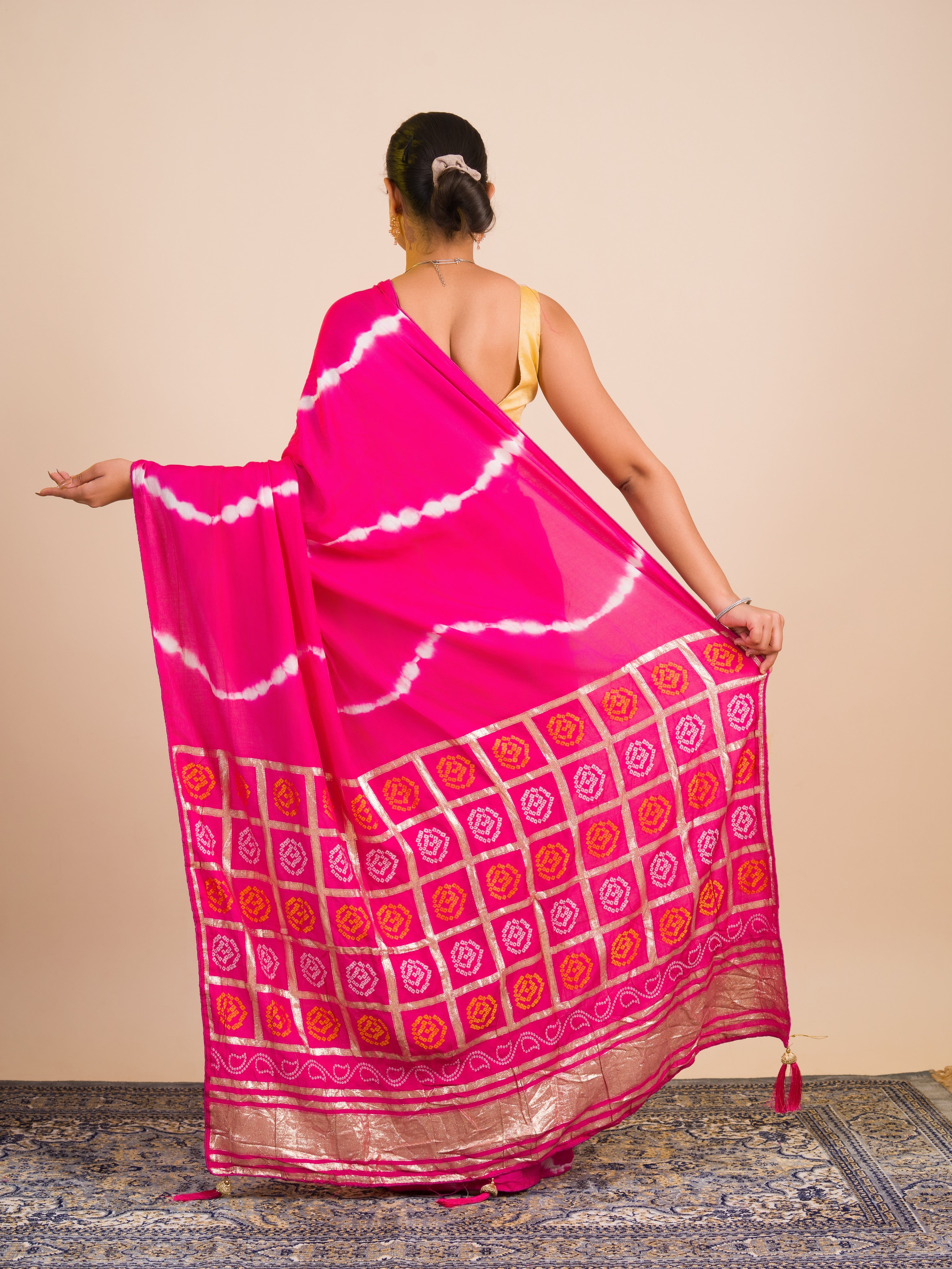KcPc New Festive Elegance Modal Silk Bandhani Saree with Classic Gharchola TouchASH