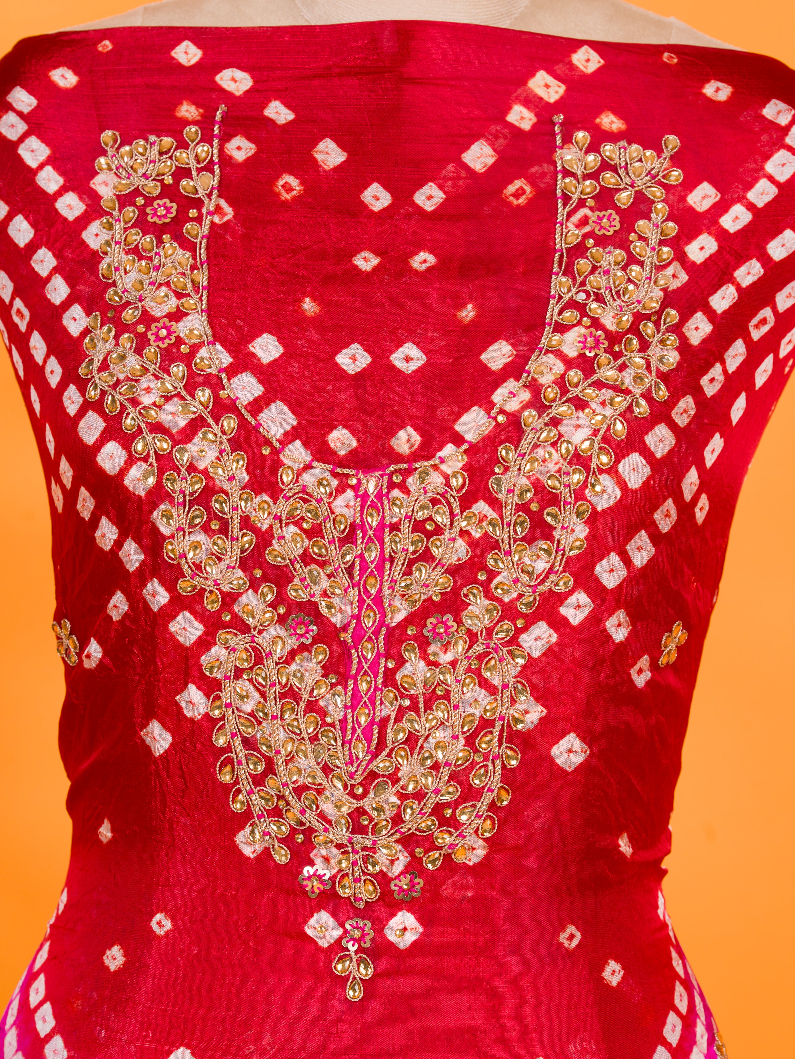 KcPc New Art Silk Bandhani Gotapatti Work Salwar Suit KML