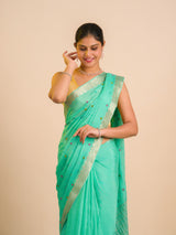 By Letest Elegant Banarasi Saree with Zari Border Perfect for Festive Wear