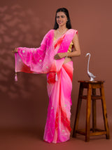 Georgette Multi Colour Gota Patti Work Saree under 1000