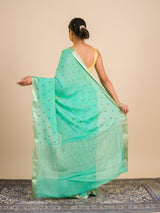 By Letest Elegant Banarasi Saree with Zari Border Perfect for Festive Wear