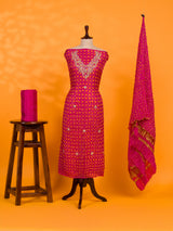 KcPc New Trending Art Silk Bandhani Gharchola With Gotapatti Work suitKML