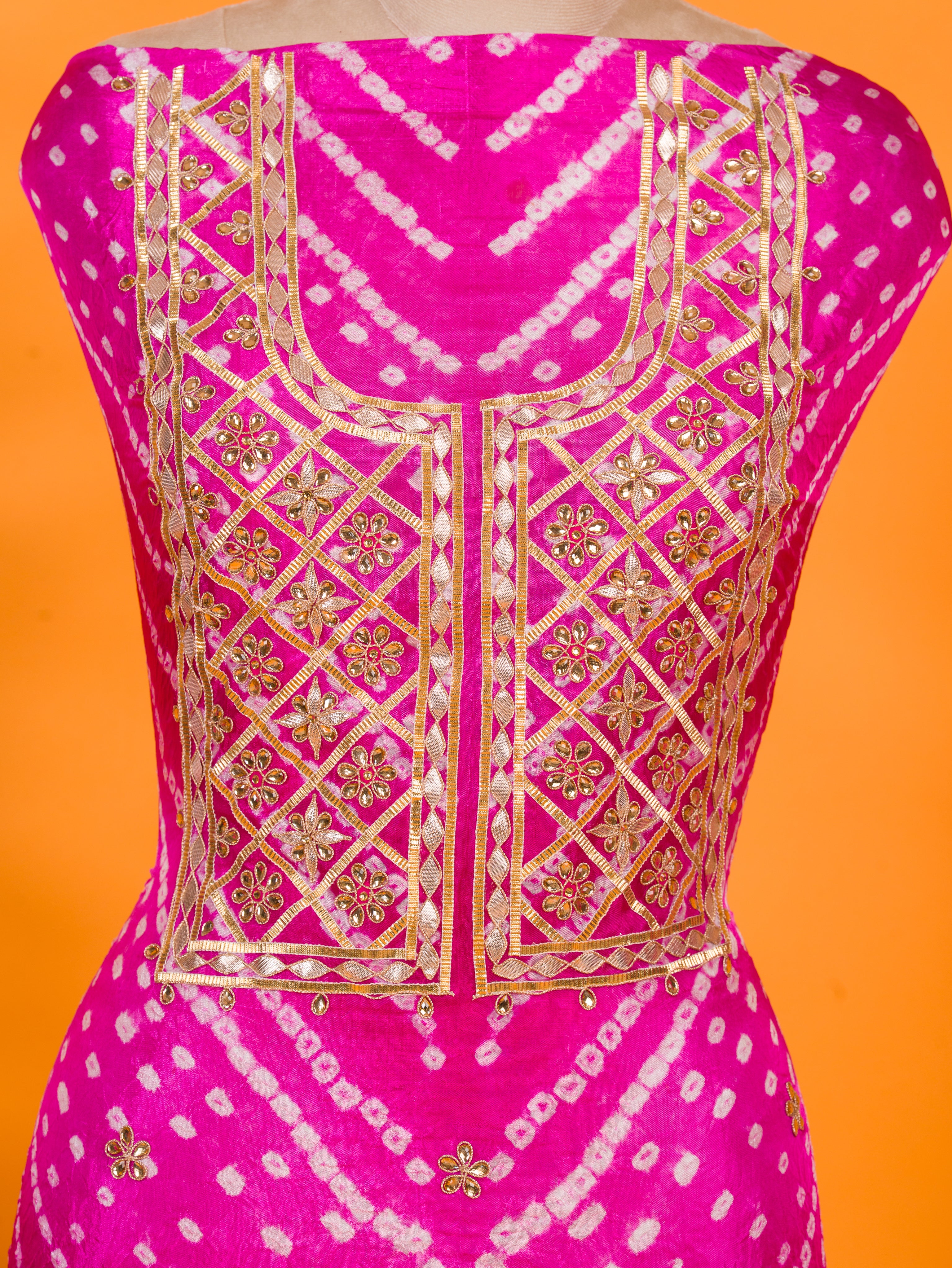KcPc New Art Silk Bandhani GotapattiWork Salwar Suit KML