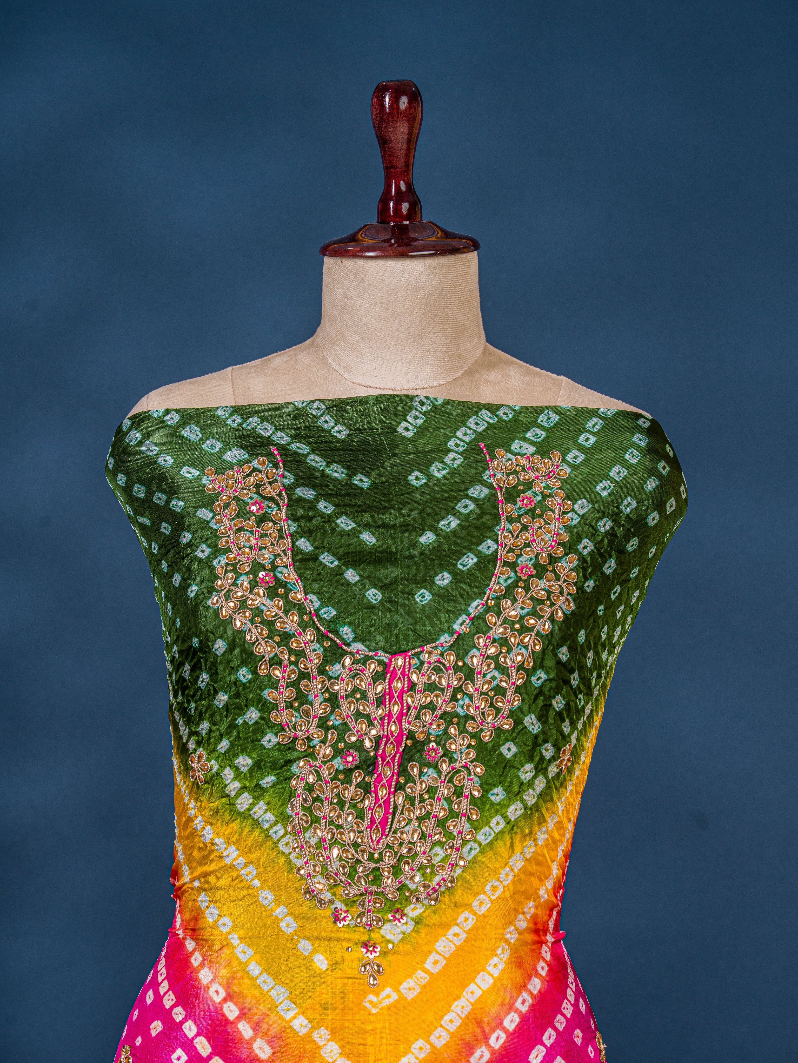 KcPc New Art Silk Bandhani Gotapatti Work Salwar Suit KML