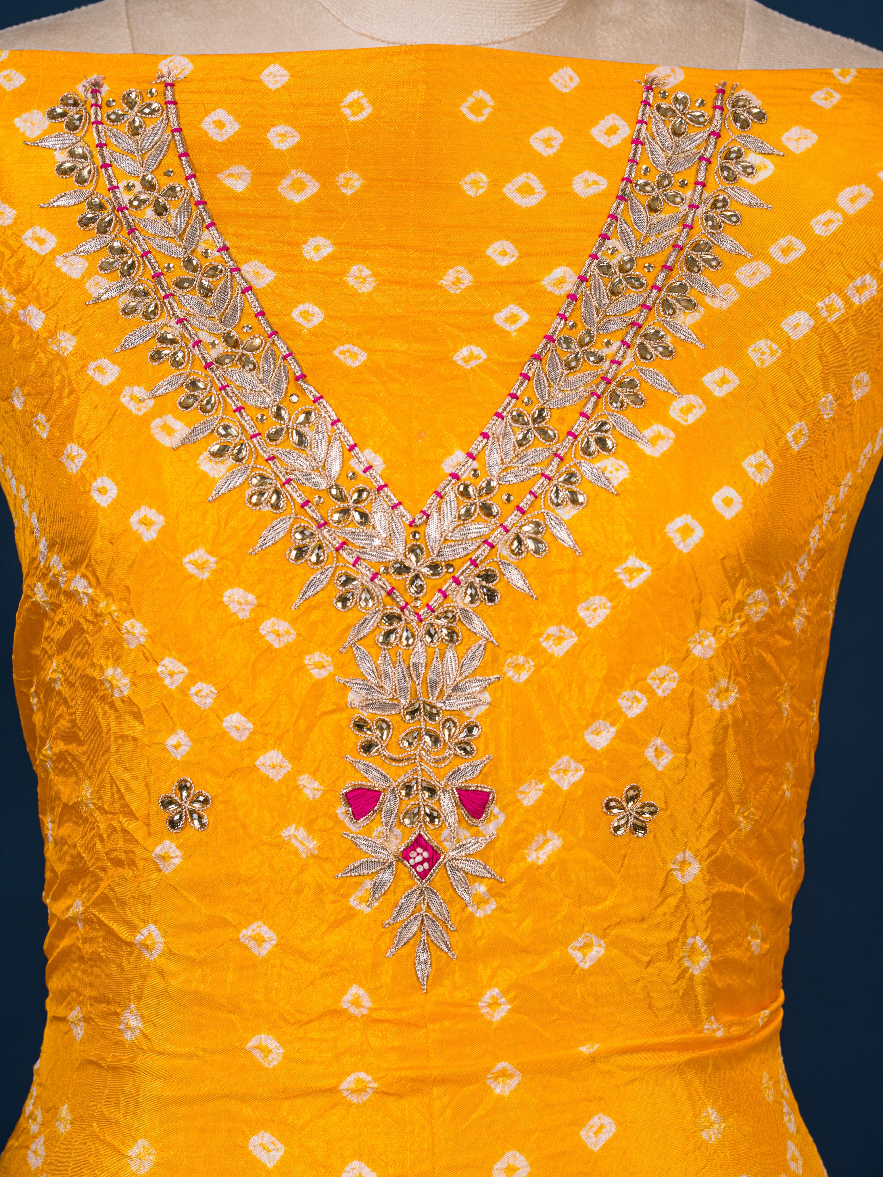 KcPc New Latest Art Silk Bandhani Gotapatti Work Salwar Suit KML