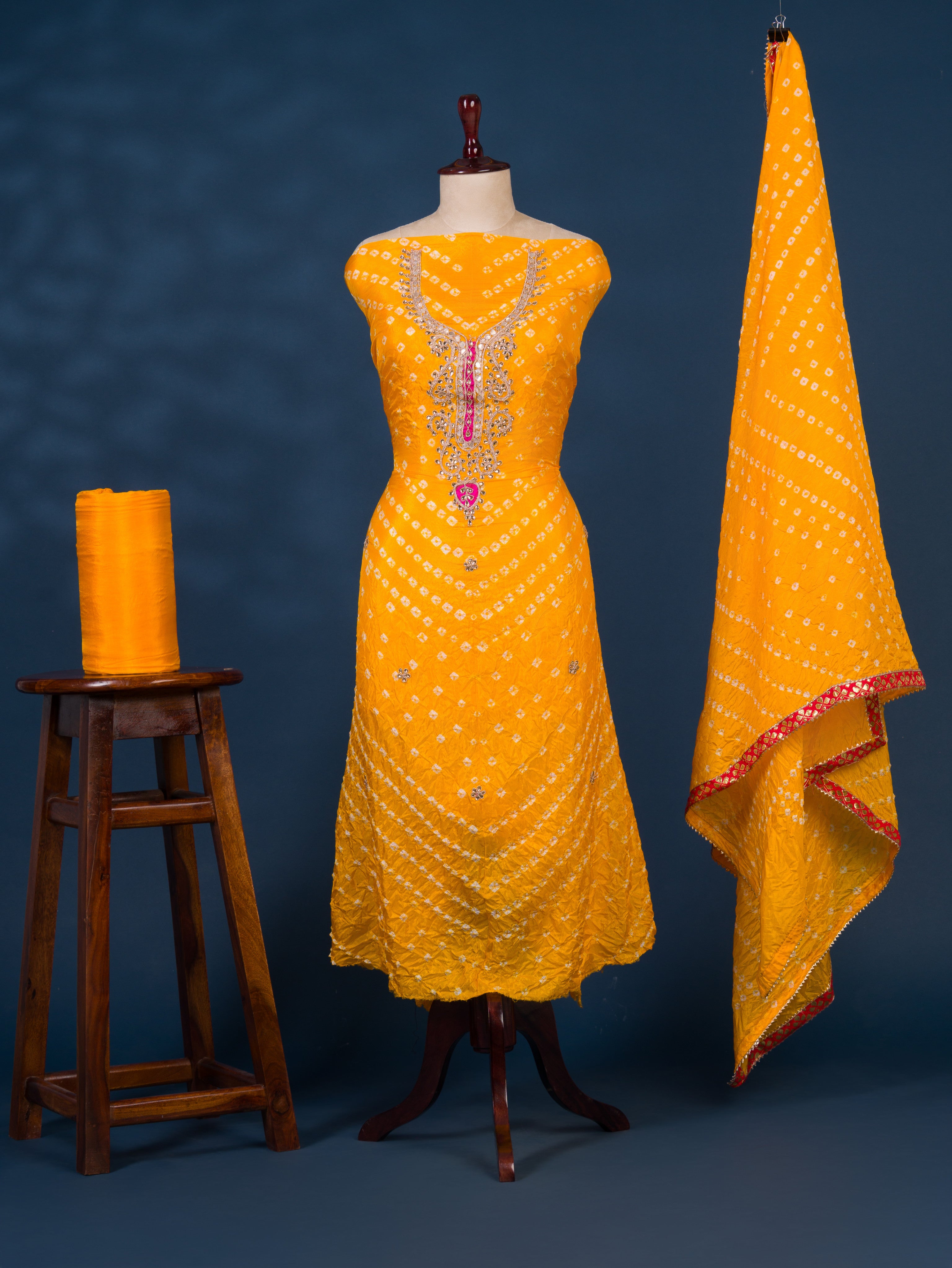 KcPc New Art Silk Bandhani Gotapatti Work Salwar Suit KML