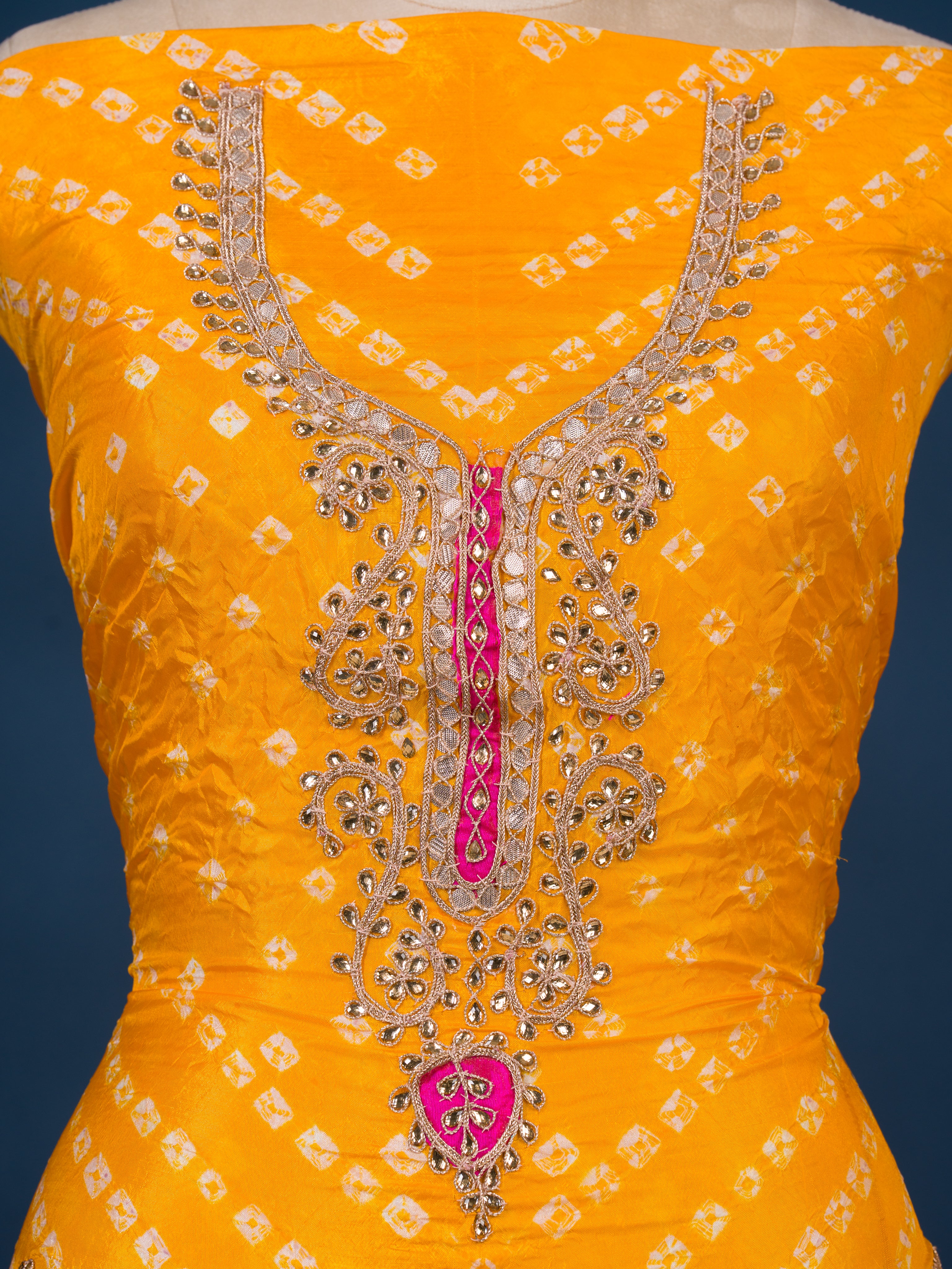 KcPc New Art Silk Bandhani Gotapatti Work Salwar Suit KML