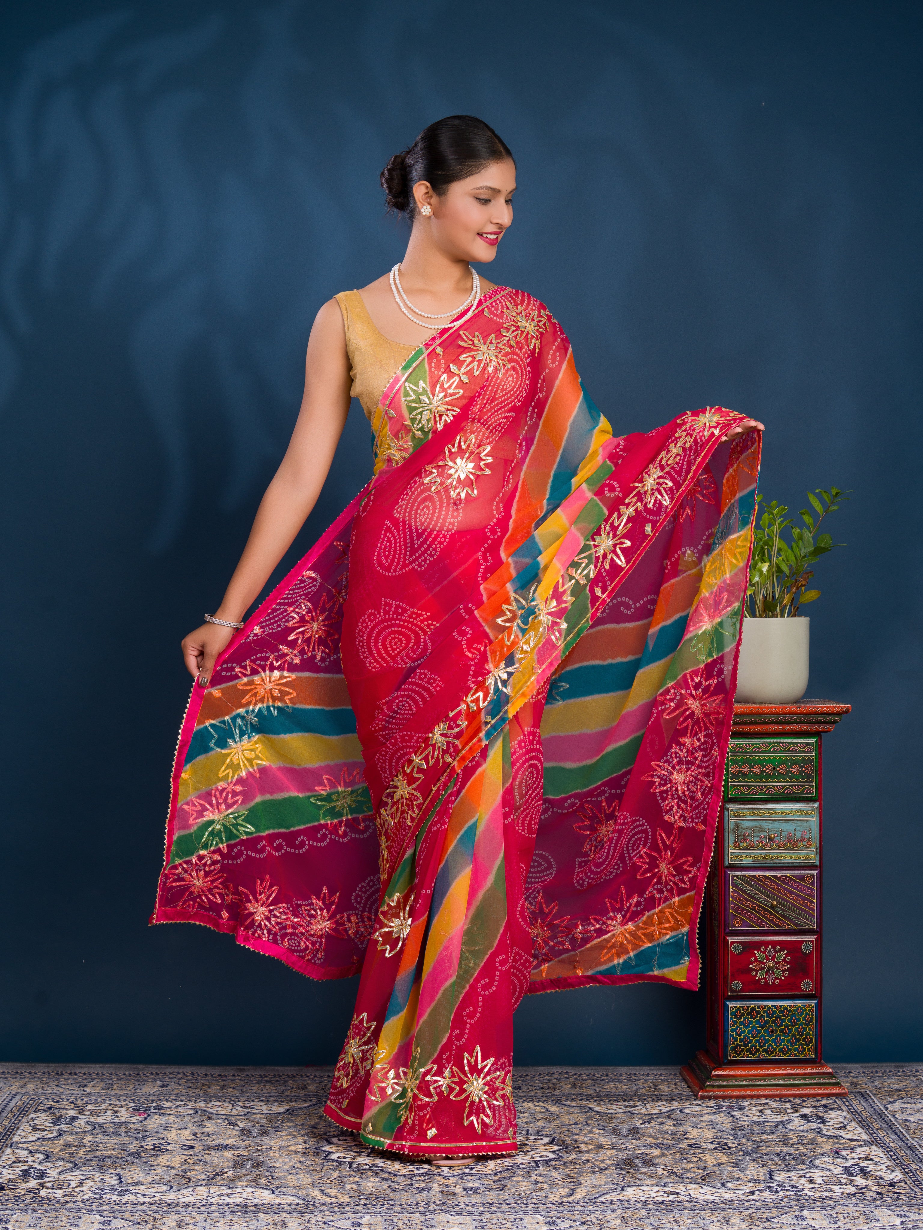 By Bandhani Saree WithFestive Wear