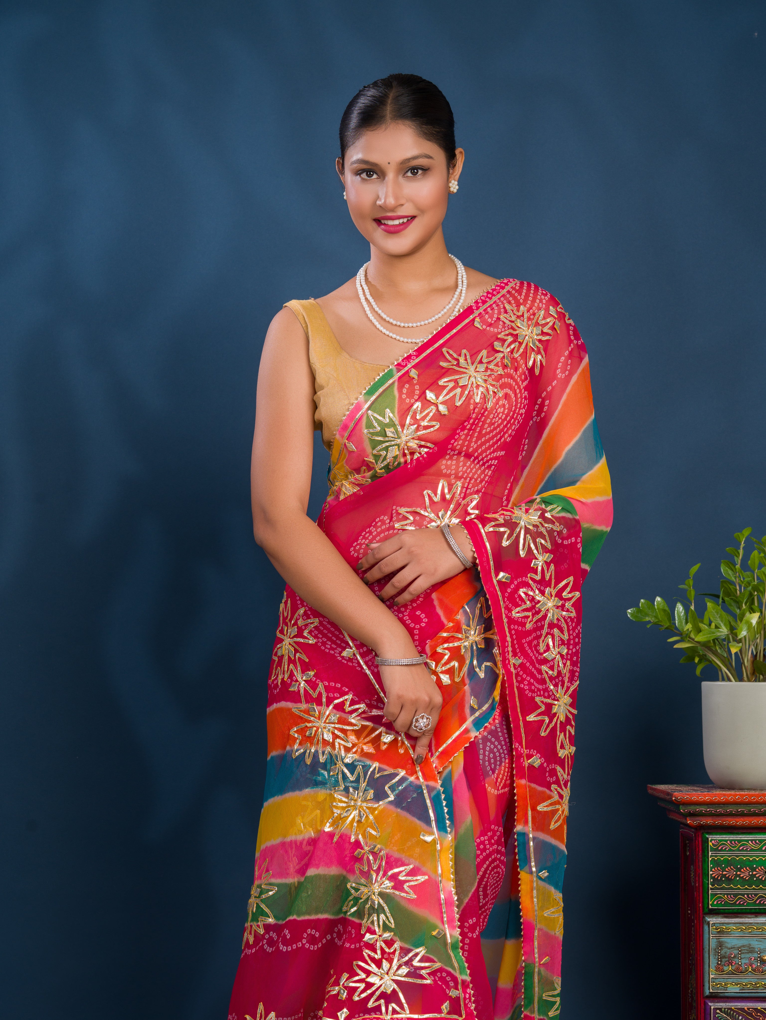 By Bandhani Saree WithFestive Wear