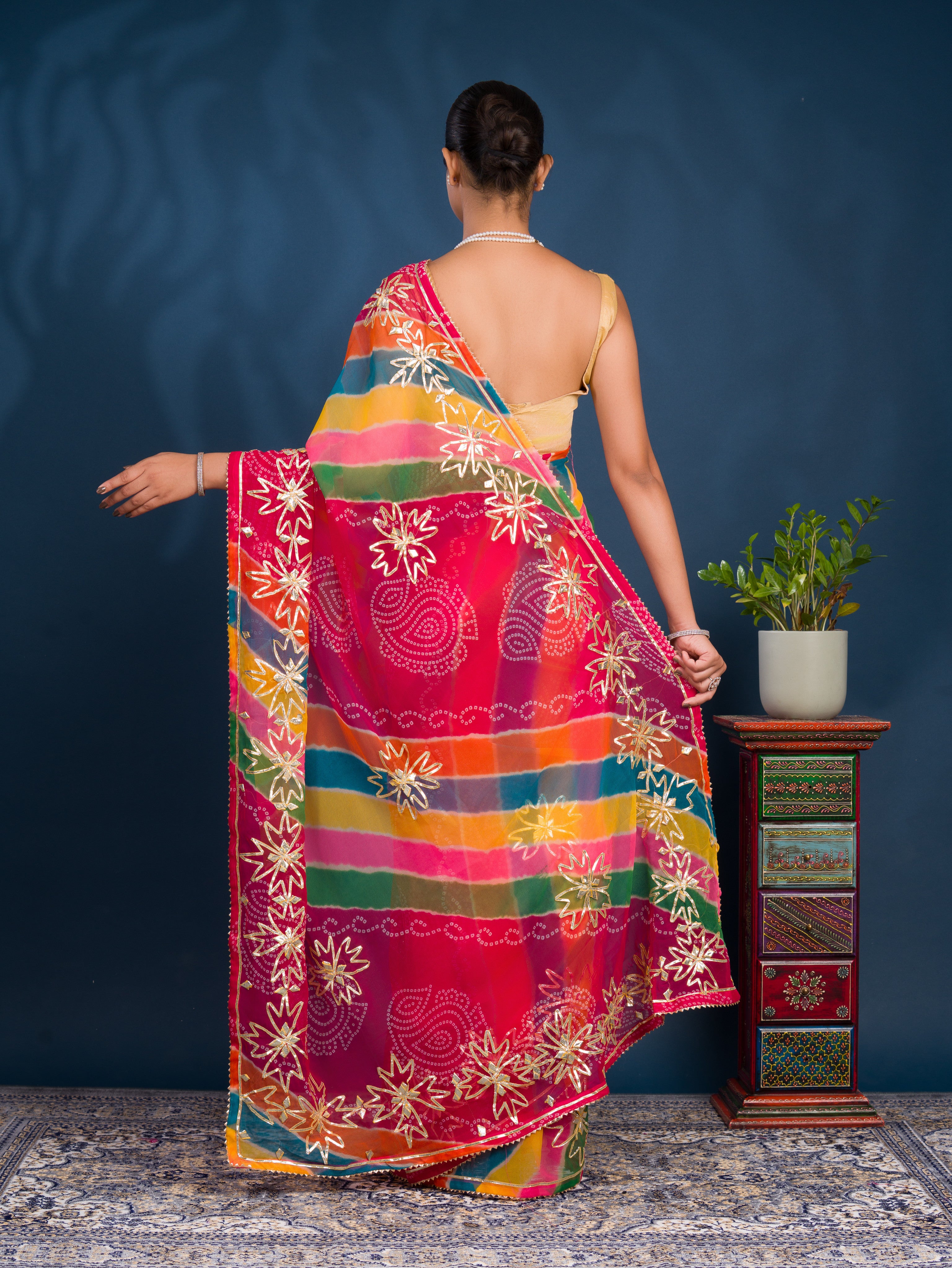 By Bandhani Saree WithFestive Wear