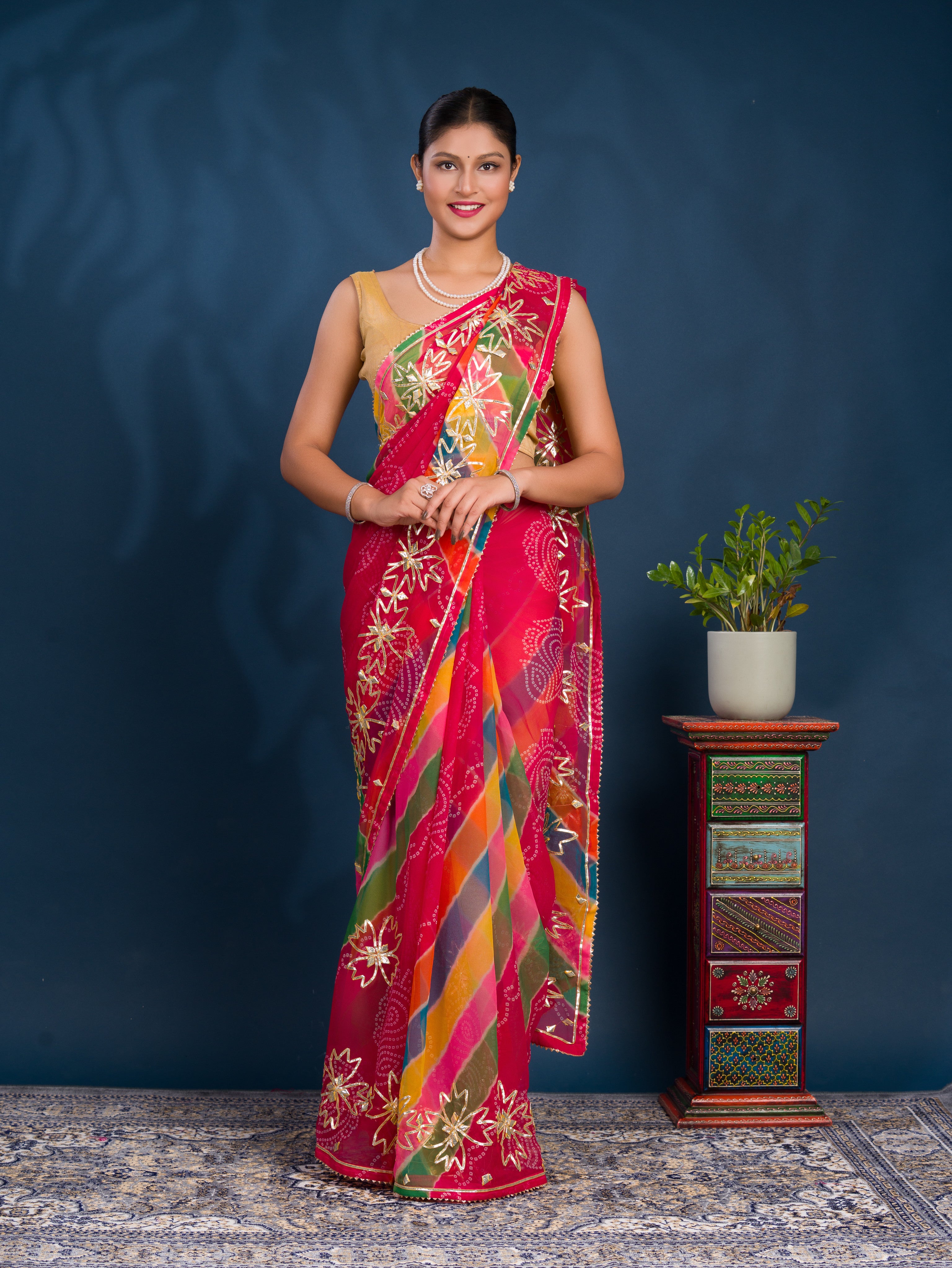 By Bandhani Saree WithFestive Wear