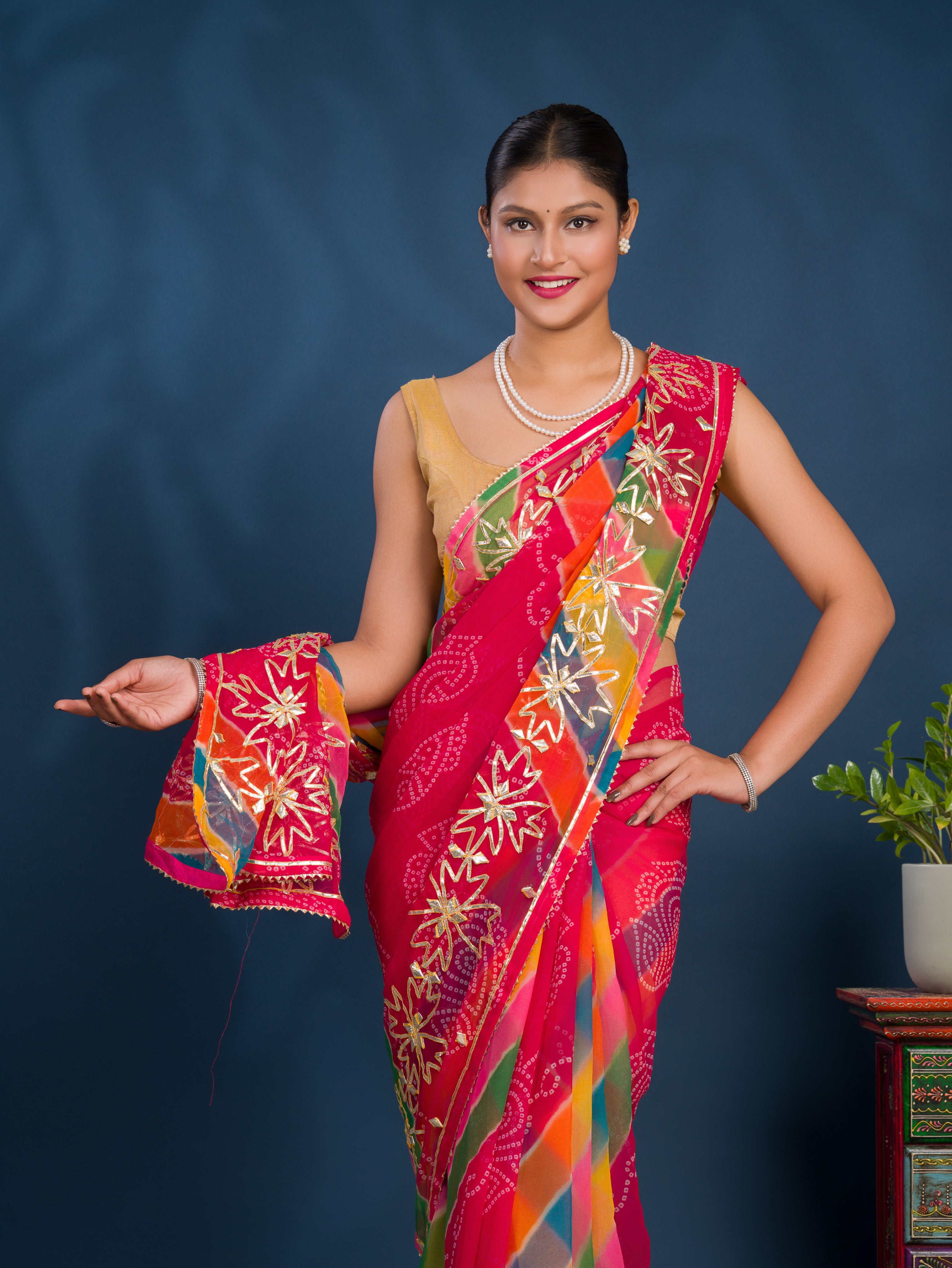 By Bandhani Saree WithFestive Wear