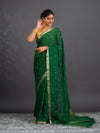 KcPc New Beautiful Banarasi Chinon Silk Saree with Golden Zari Border MAD