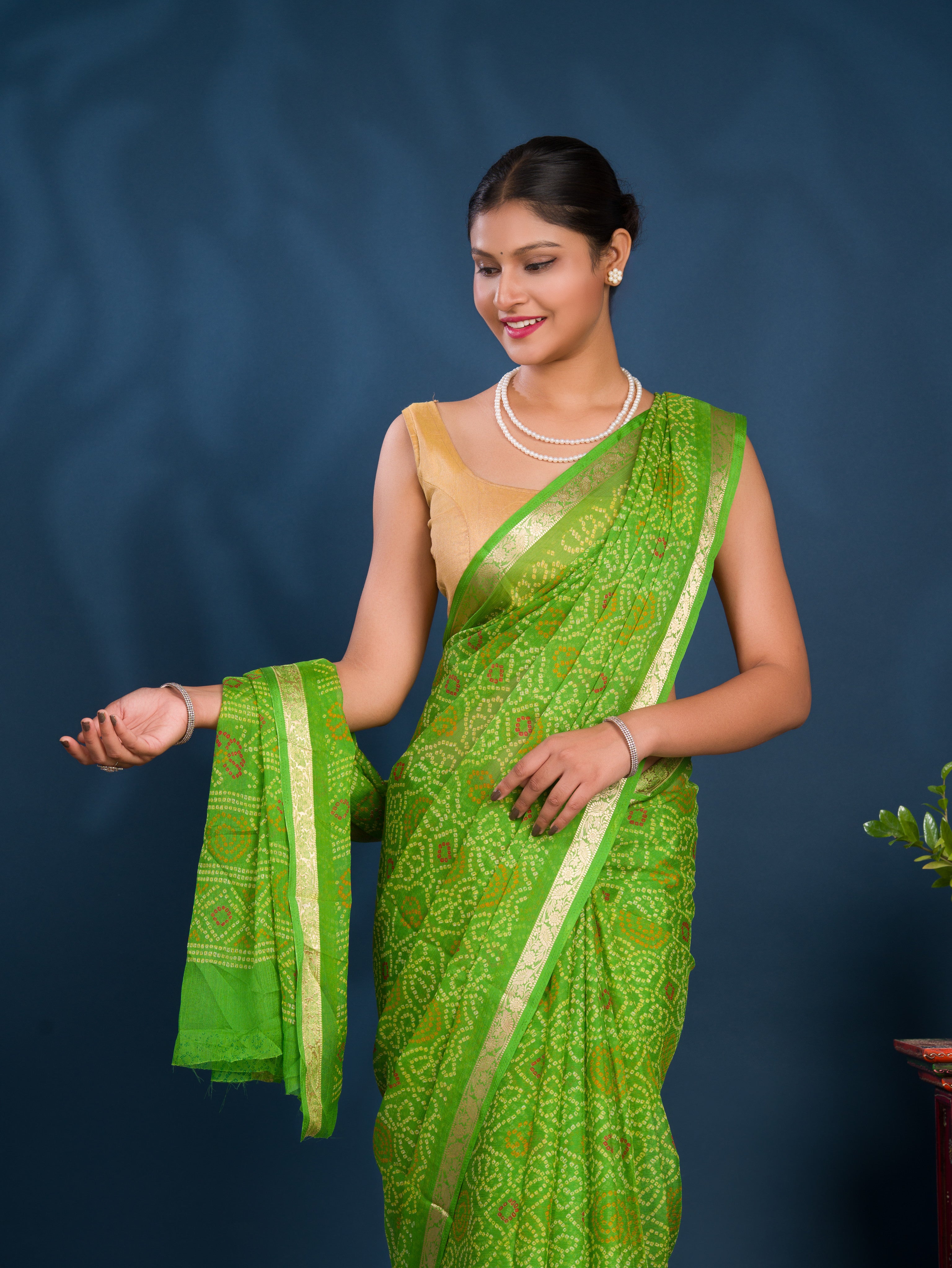 By Bandhani Saree With Casual wear