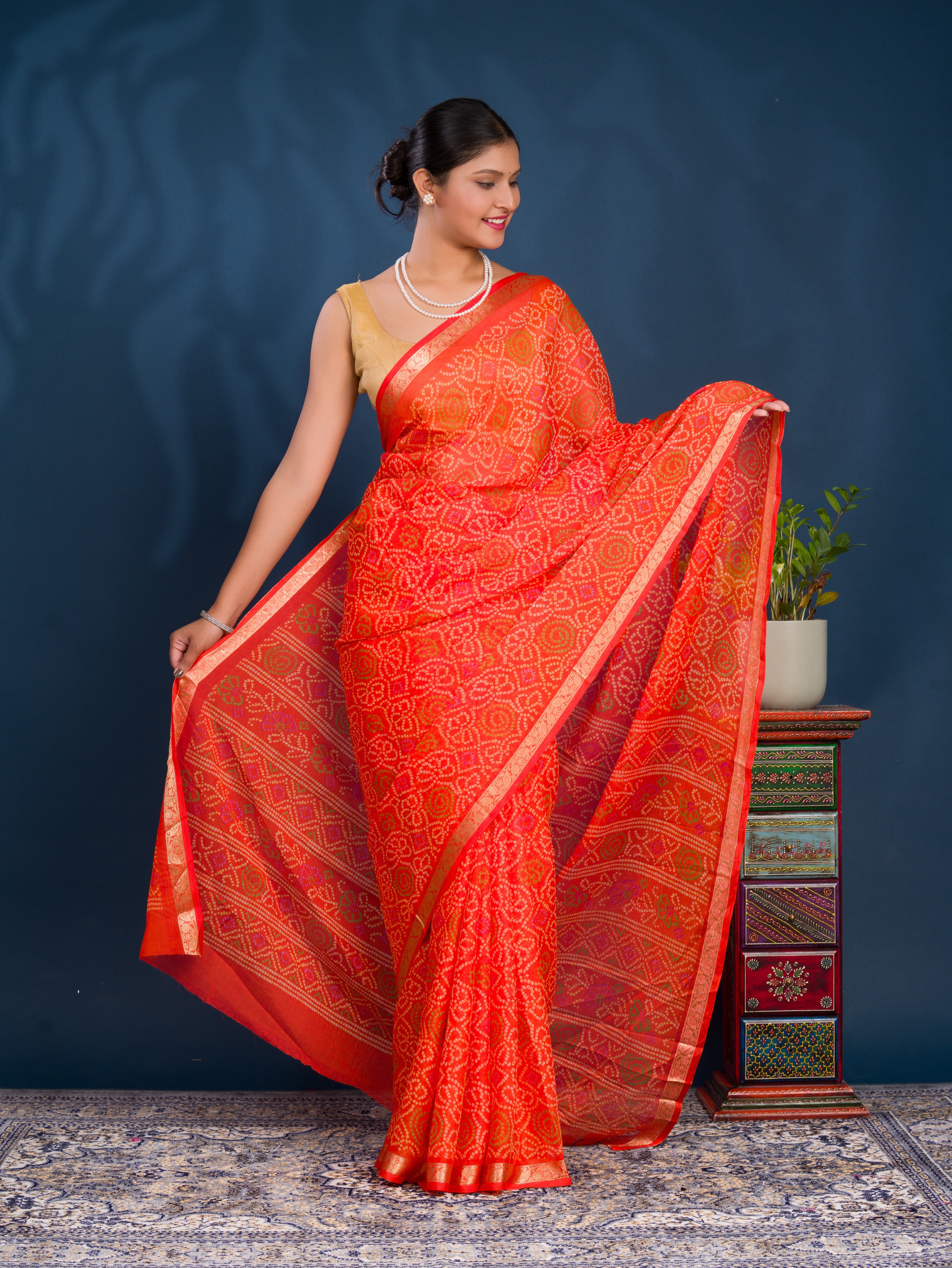By Bandhani Saree With Casual wear