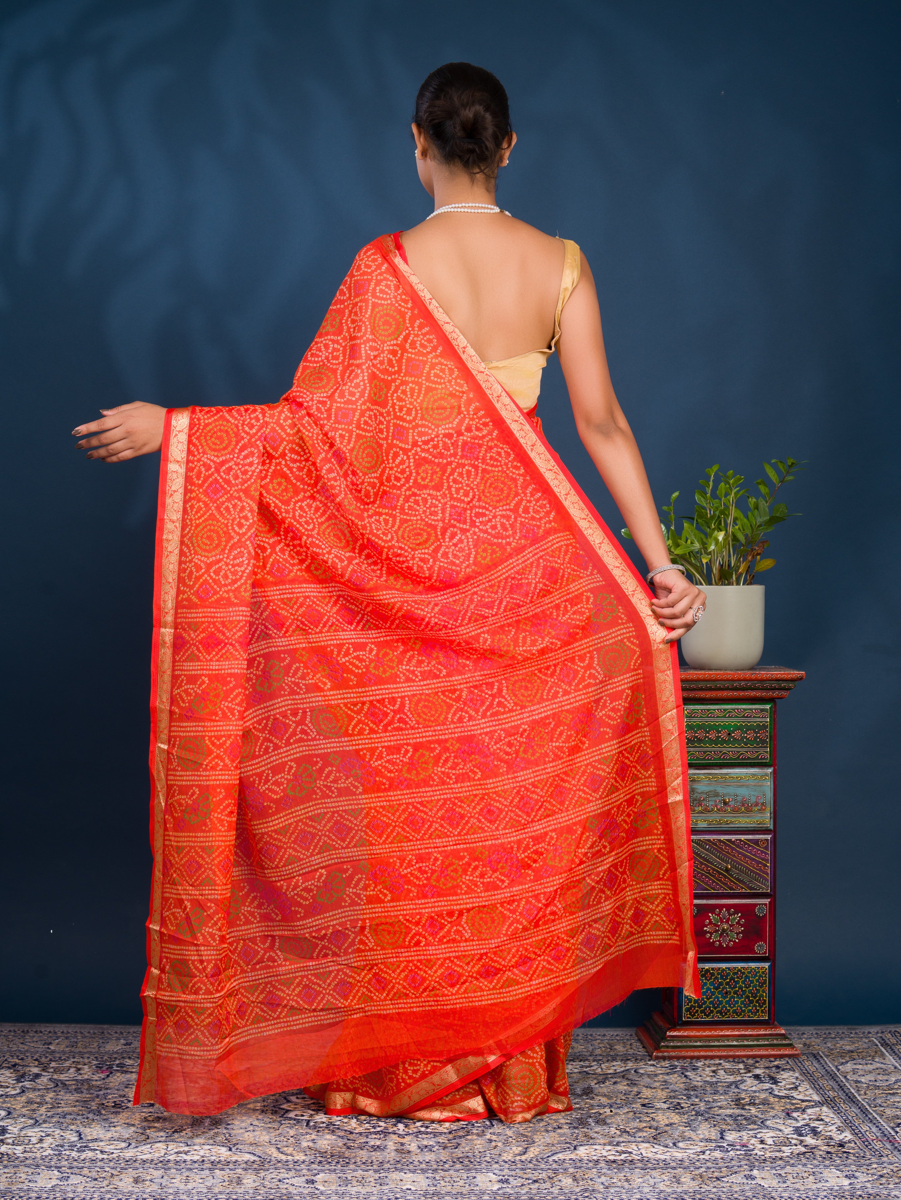 By Bandhani Saree With Casual wear