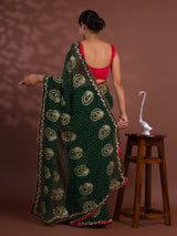 ByNew Chiffon Bandhani Style With Gotapatti Work Saree