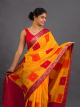 By Chinon Sequence Zari Thread Banarasi Border Saree for festivals in multi colour