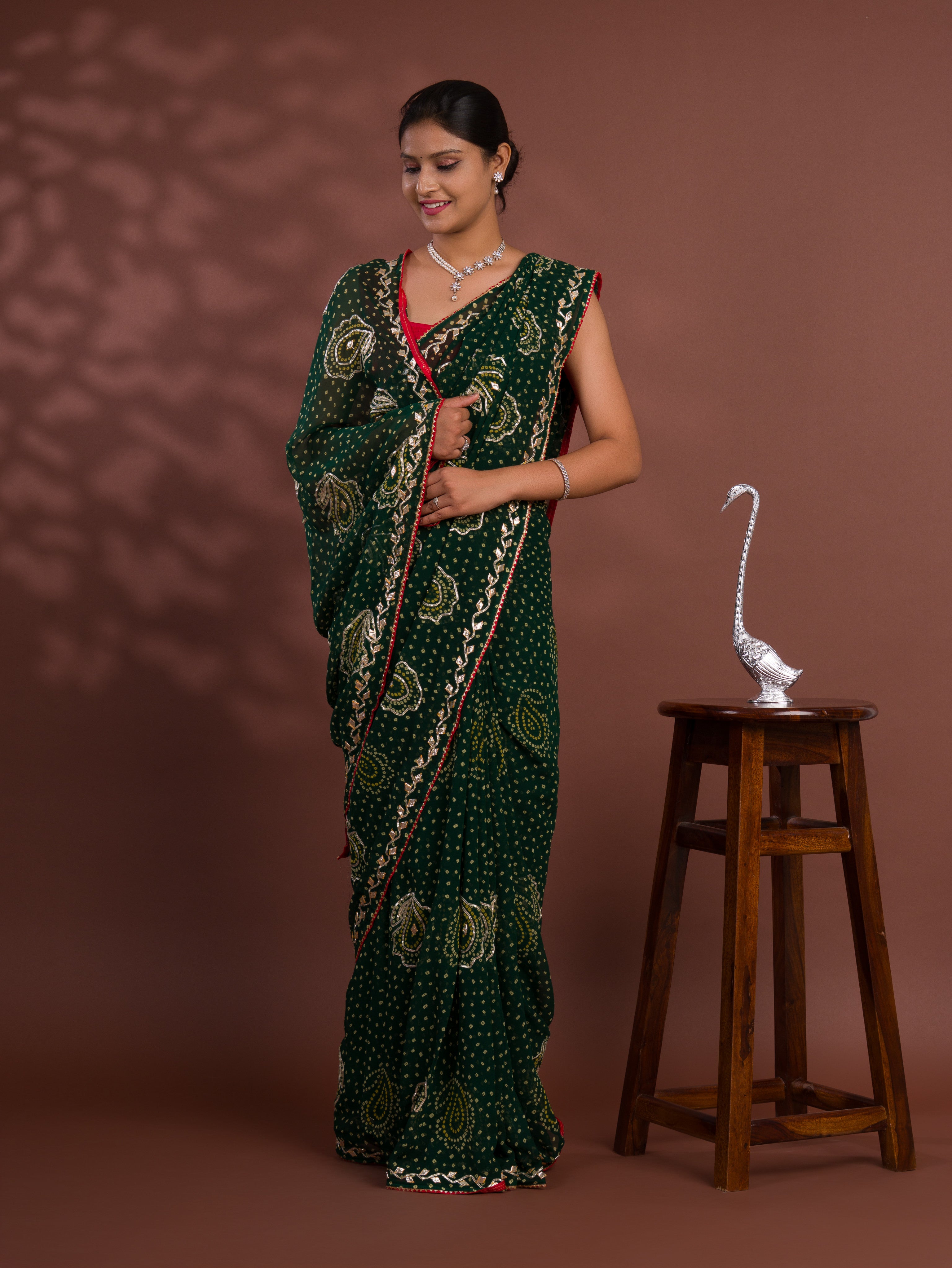 ByNew Chiffon Bandhani Style With Gotapatti Work Saree