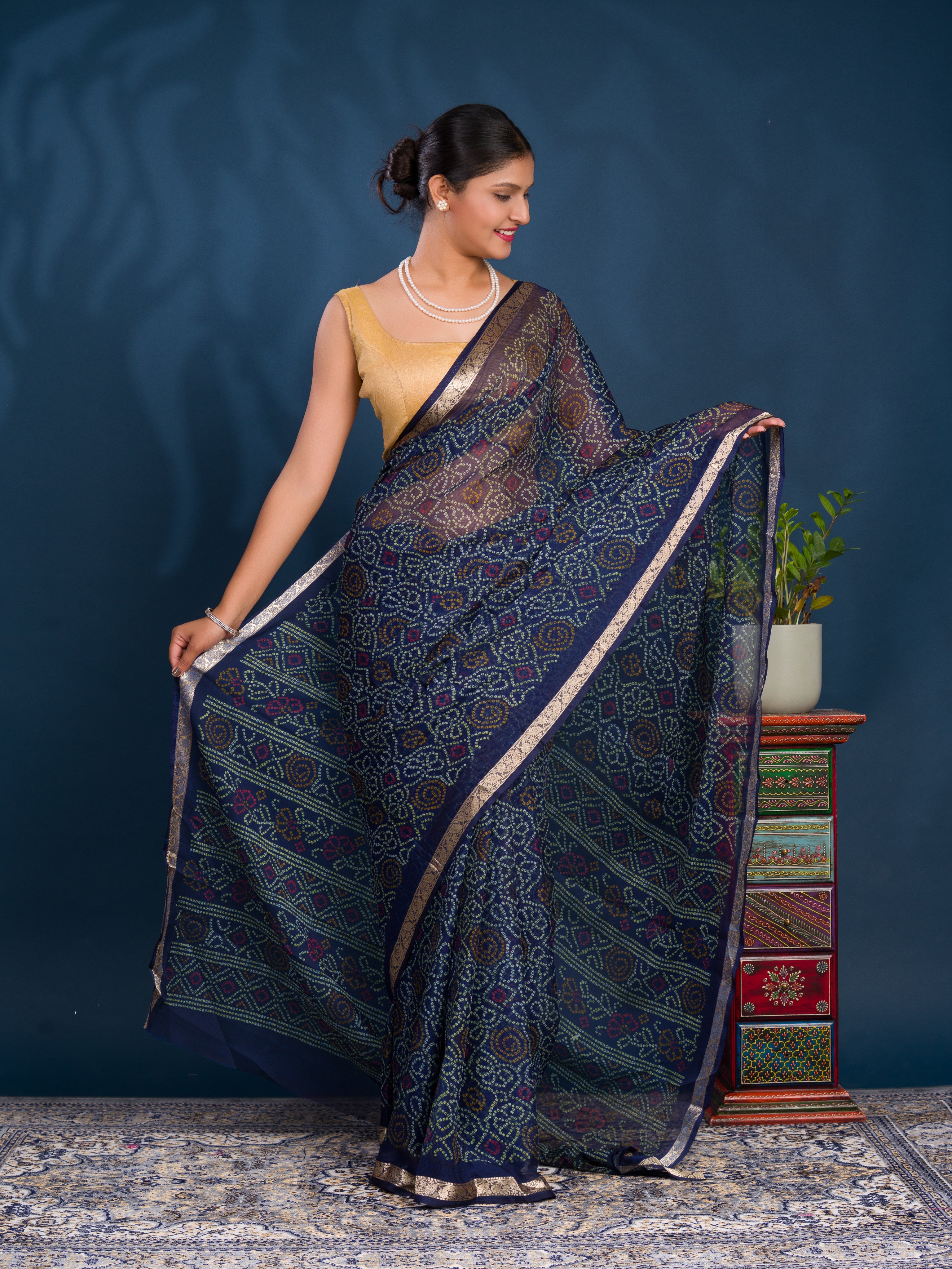 By Bandhani Saree With Casual wear