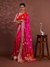 A pink and orange saree with Gota Patti Work