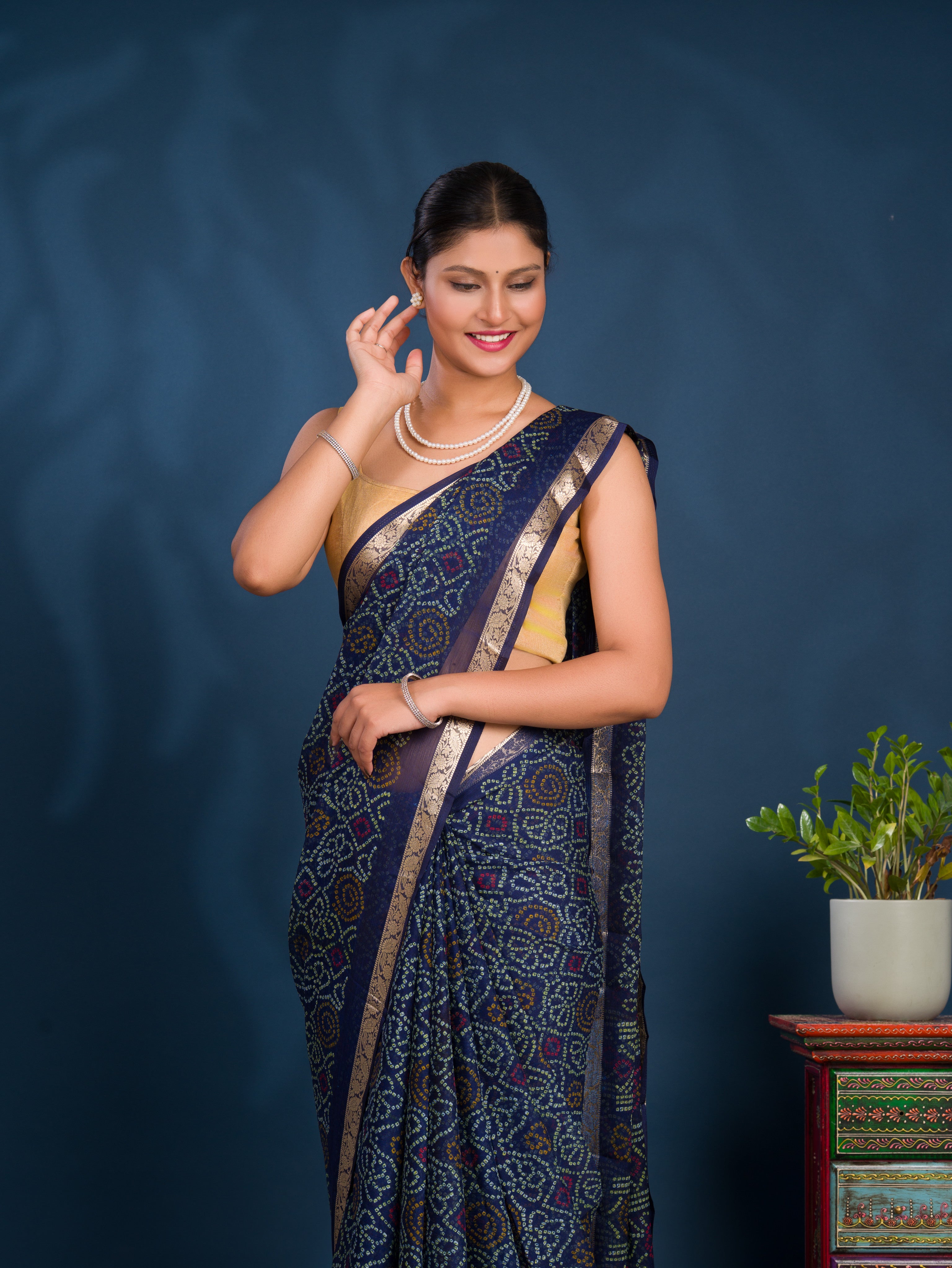 By Bandhani Saree With Casual wear
