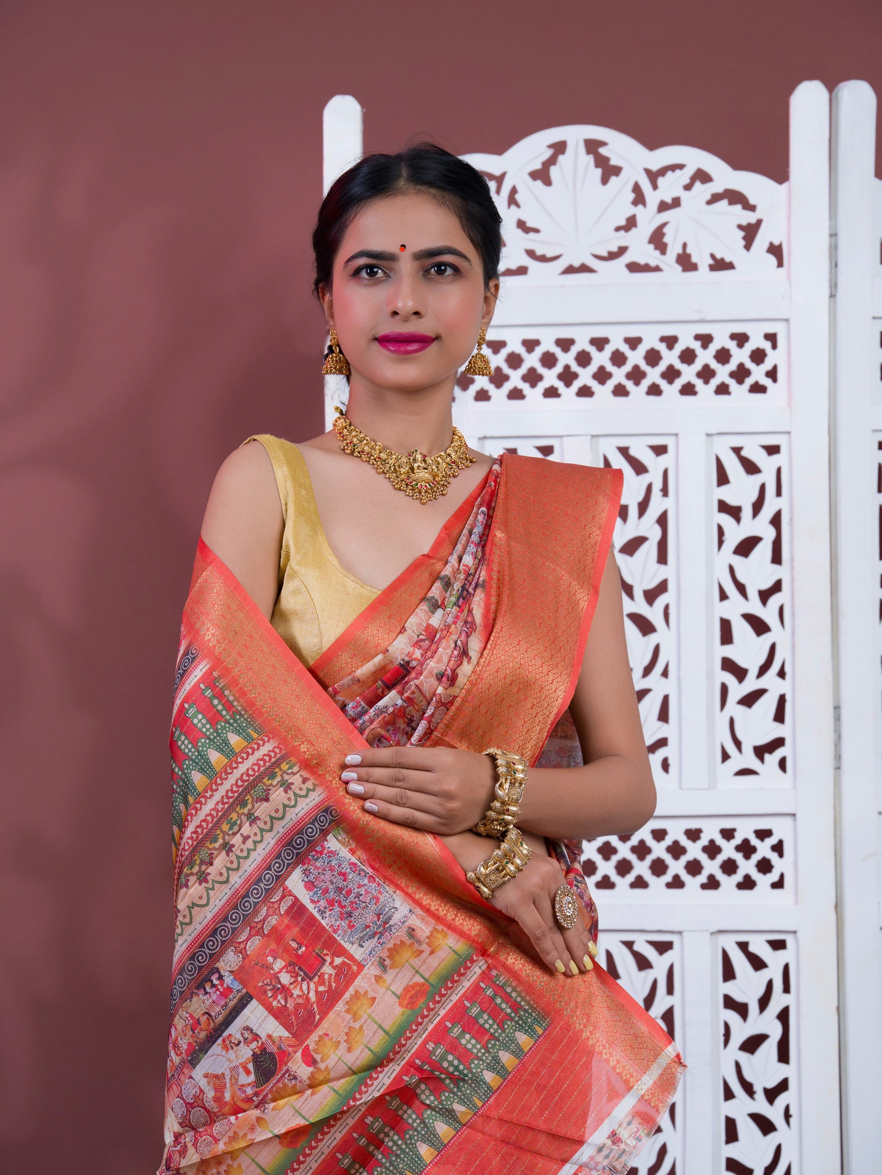KcPc Latest Cotton Silk Kalamkari Style Zari Weaving SareeSTL