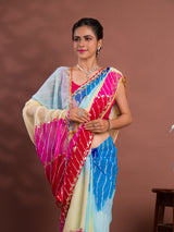 party wear saree in Leheriya Style with gotapati work