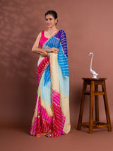 party wear saree in Leheriya Style with gotapati work