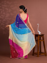 party wear saree in Leheriya Style with gotapati work