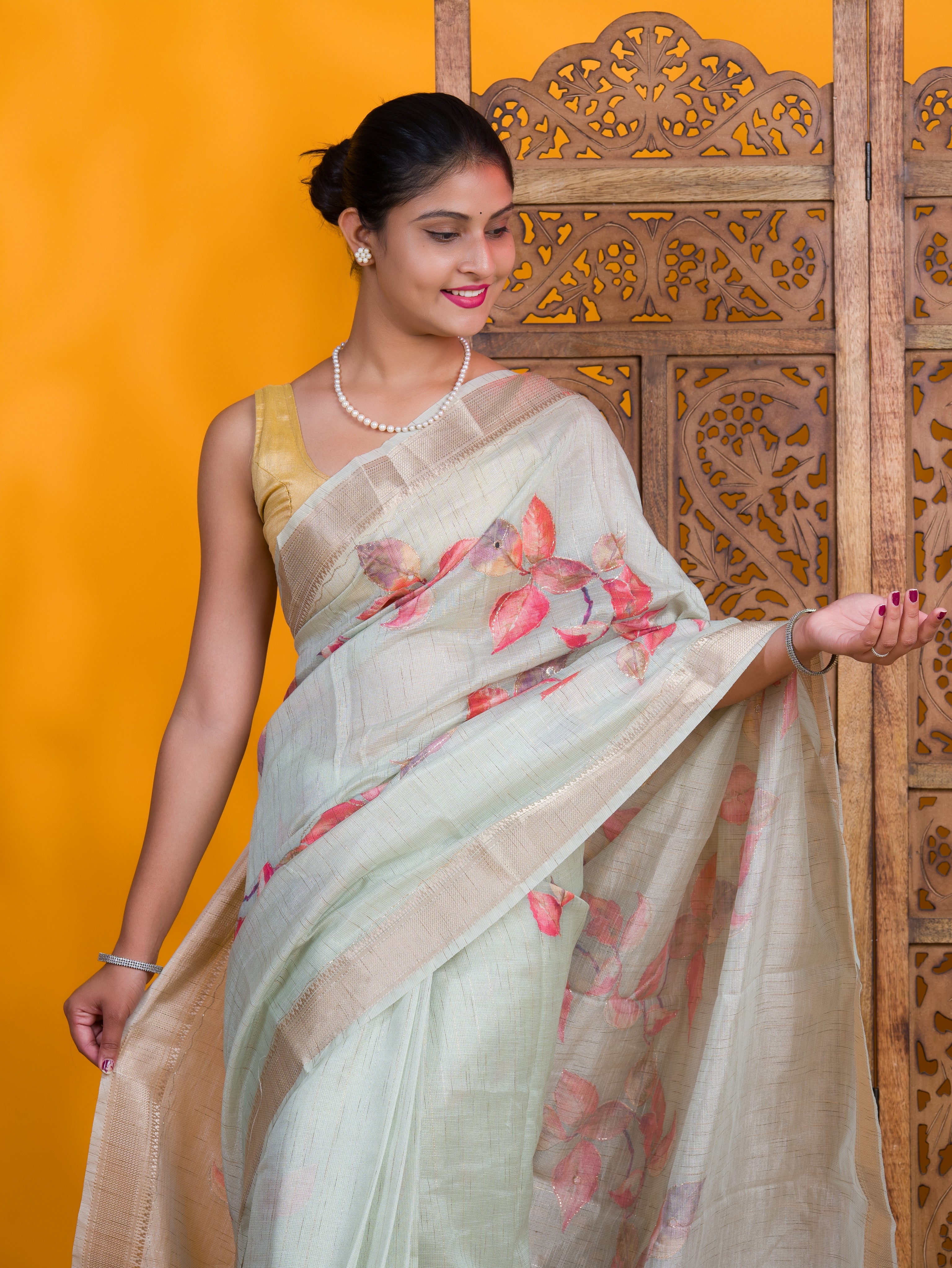 By Printed Saree With Casual Wear