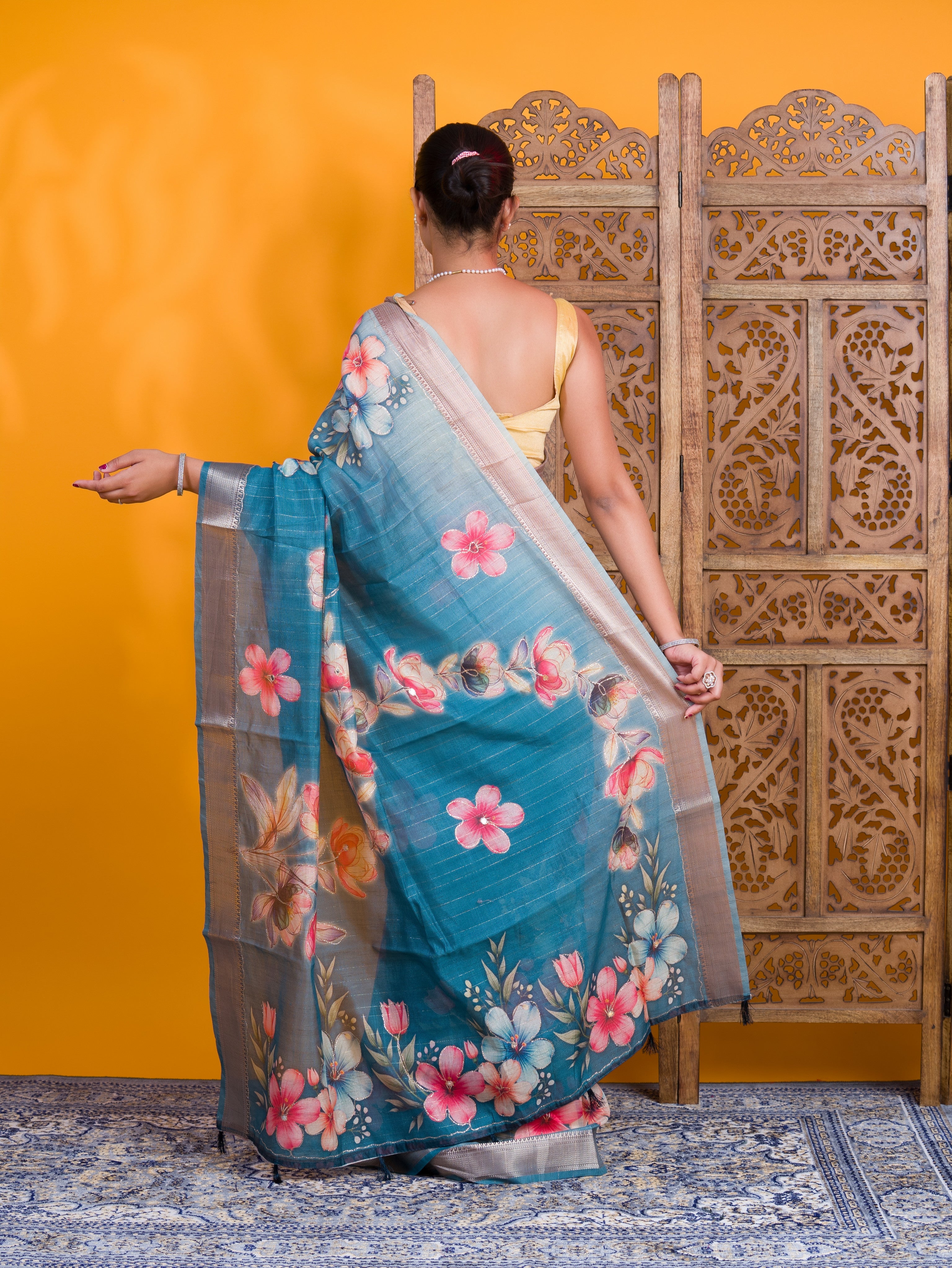 By Printed Saree With Casual Wear