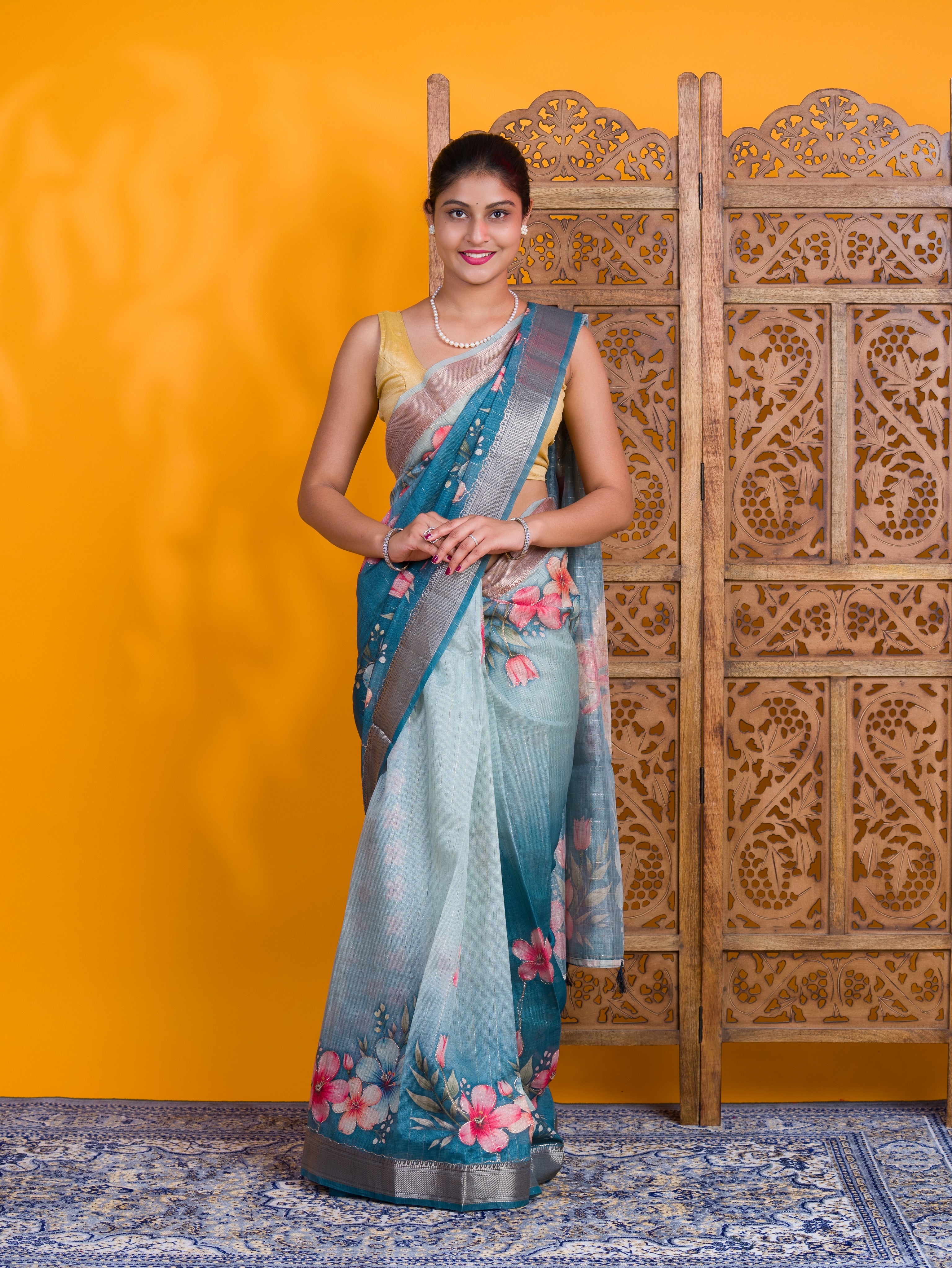 By Printed Saree With Casual Wear