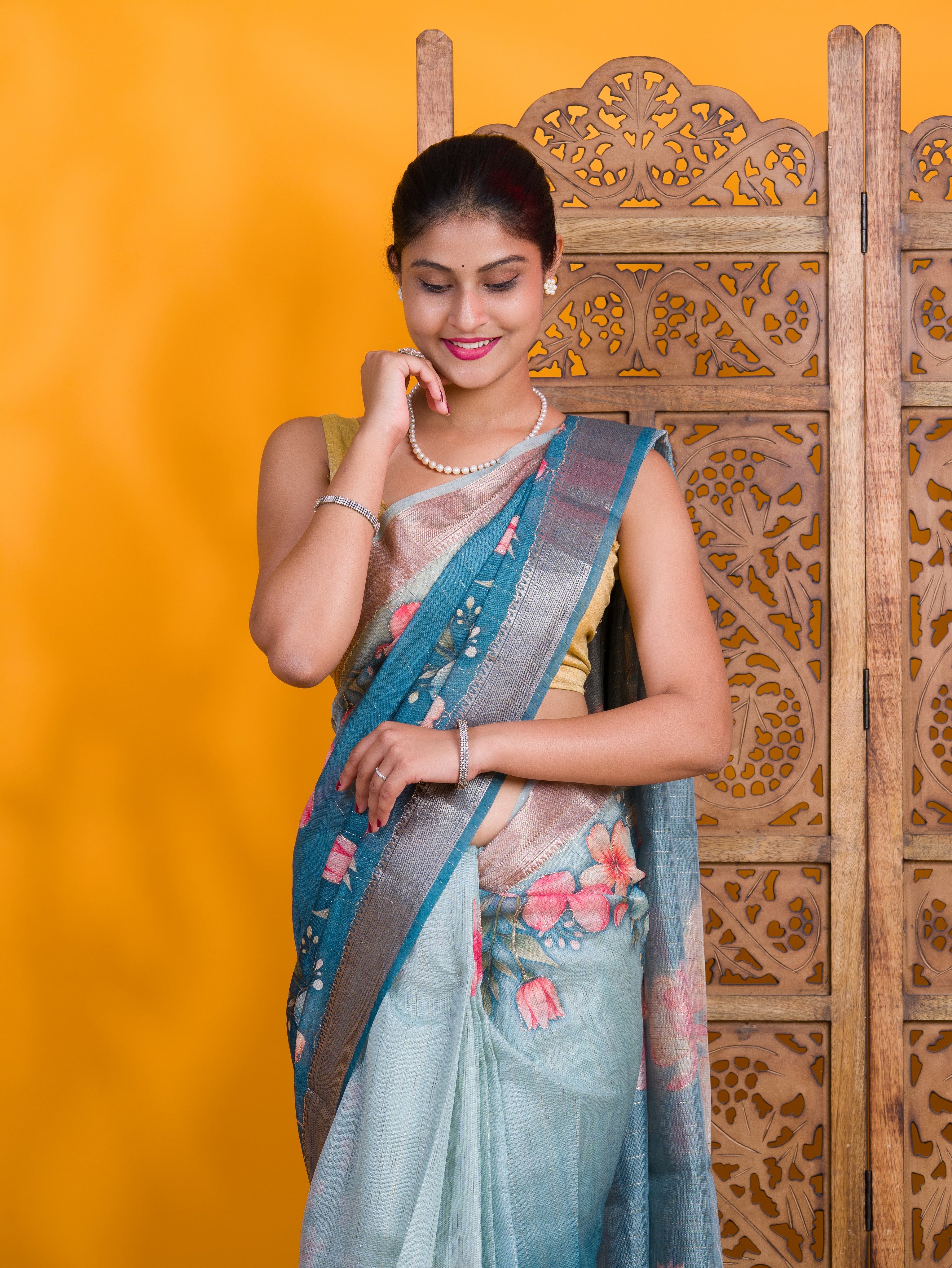 By Printed Saree With Casual Wear