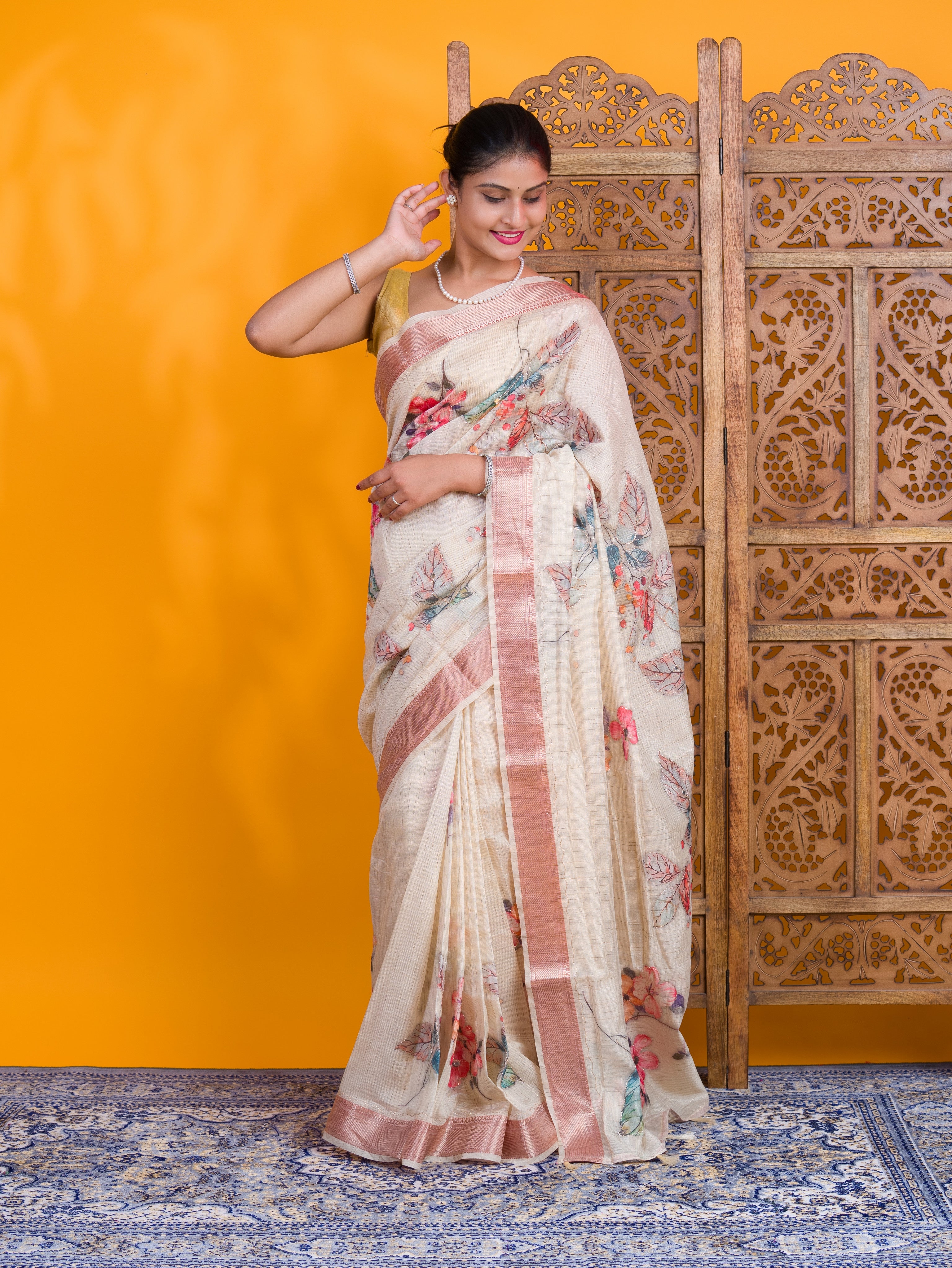 By Printed Saree With Casual Wear
