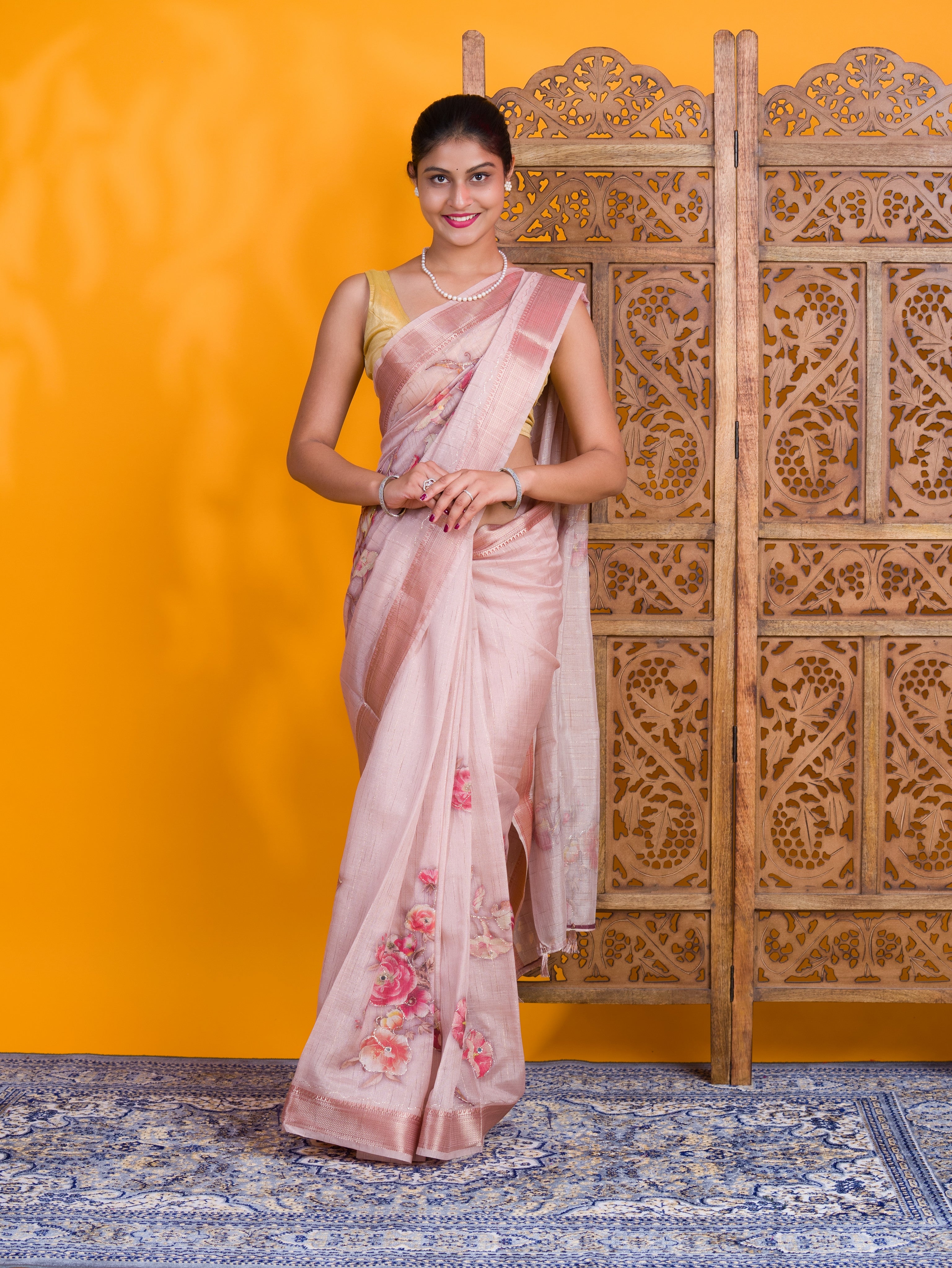 By Printed Saree With Casual Wear