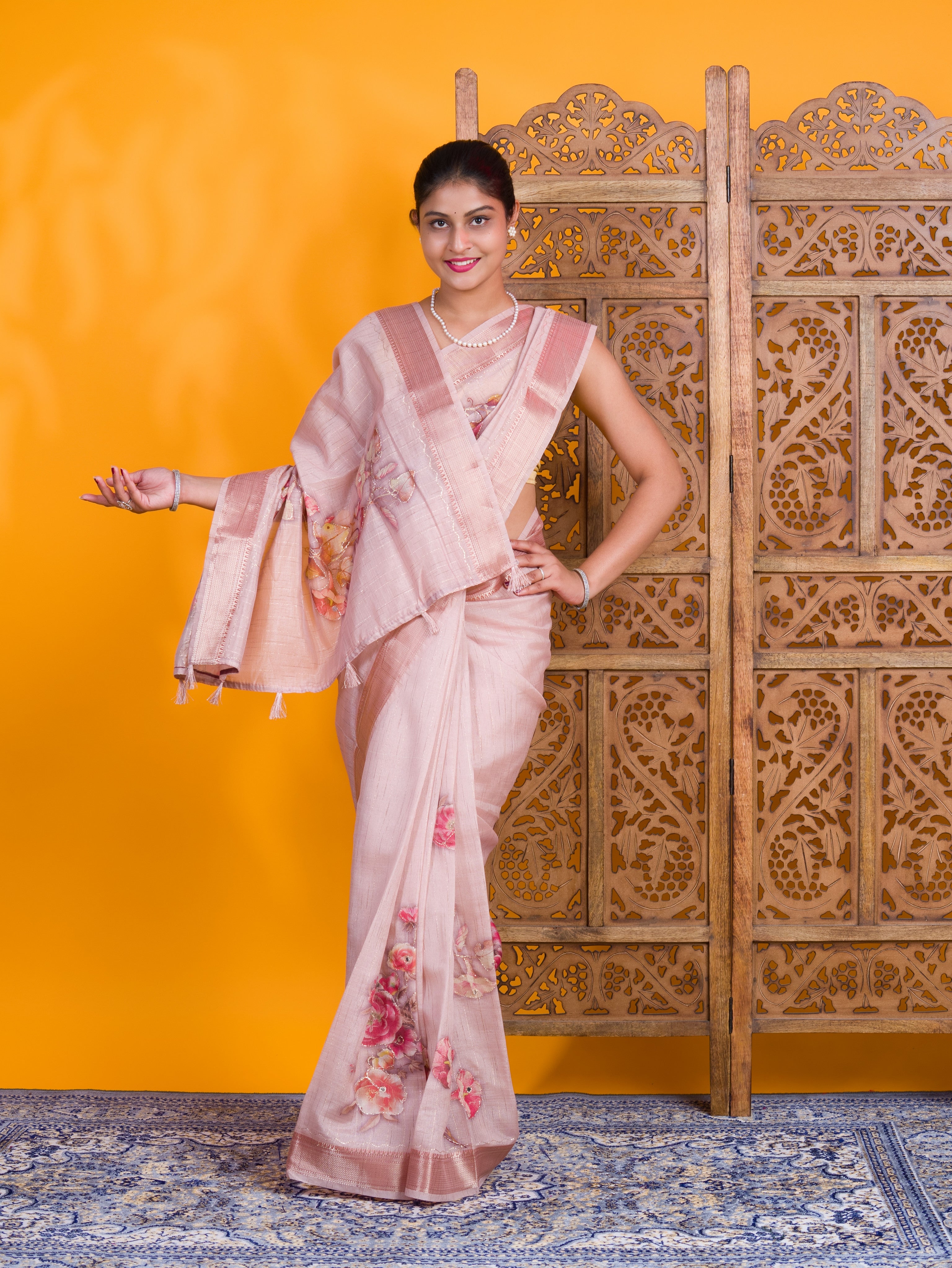 By Printed Saree With Casual Wear