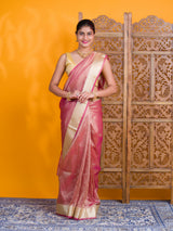 Tissue Silk Banarasi Handloom Saree in pink colour