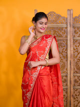 By Traditional Saree With Aari Work