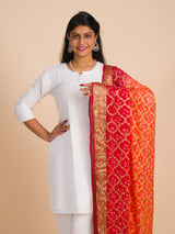 By Banarasi Bandhani Dupatta Red Orange