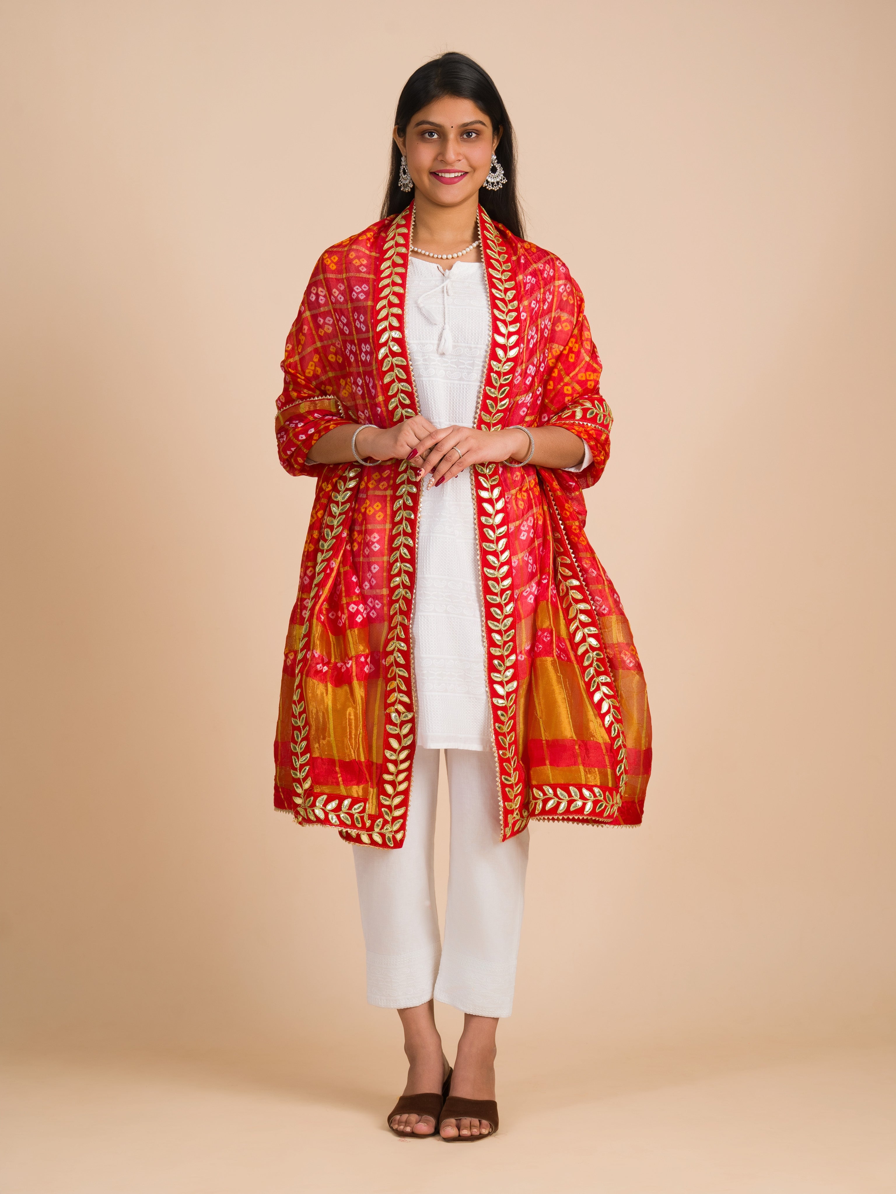 By Marwadi Gharchola Silk Bandhani Chunri Dupatta
