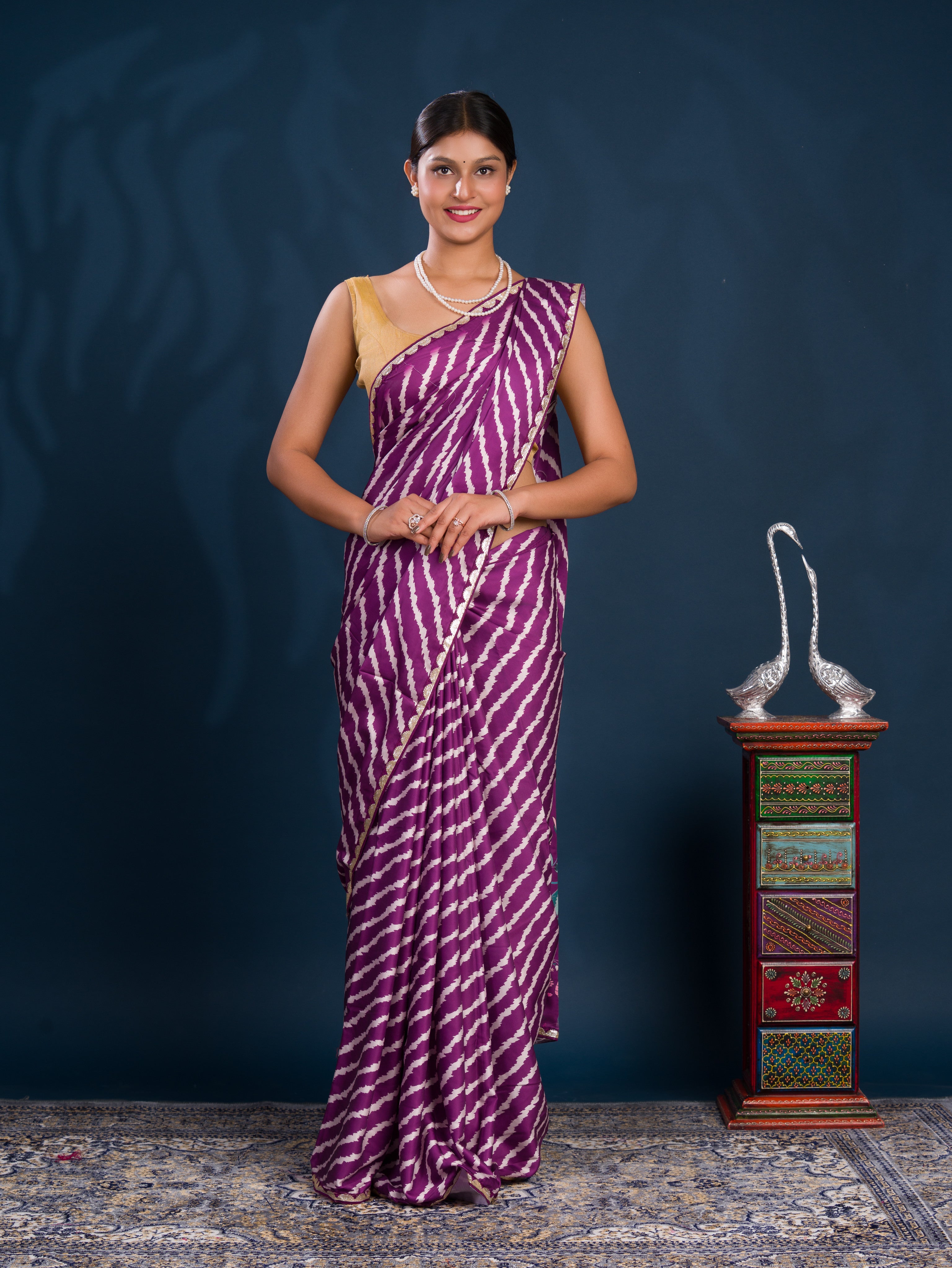 By New Leheriya Crepe Silk Saree With Gotapatti Border