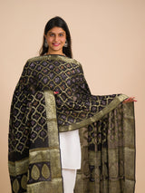 By Pure Georgette Banarasi Bandhani Dupatta Black