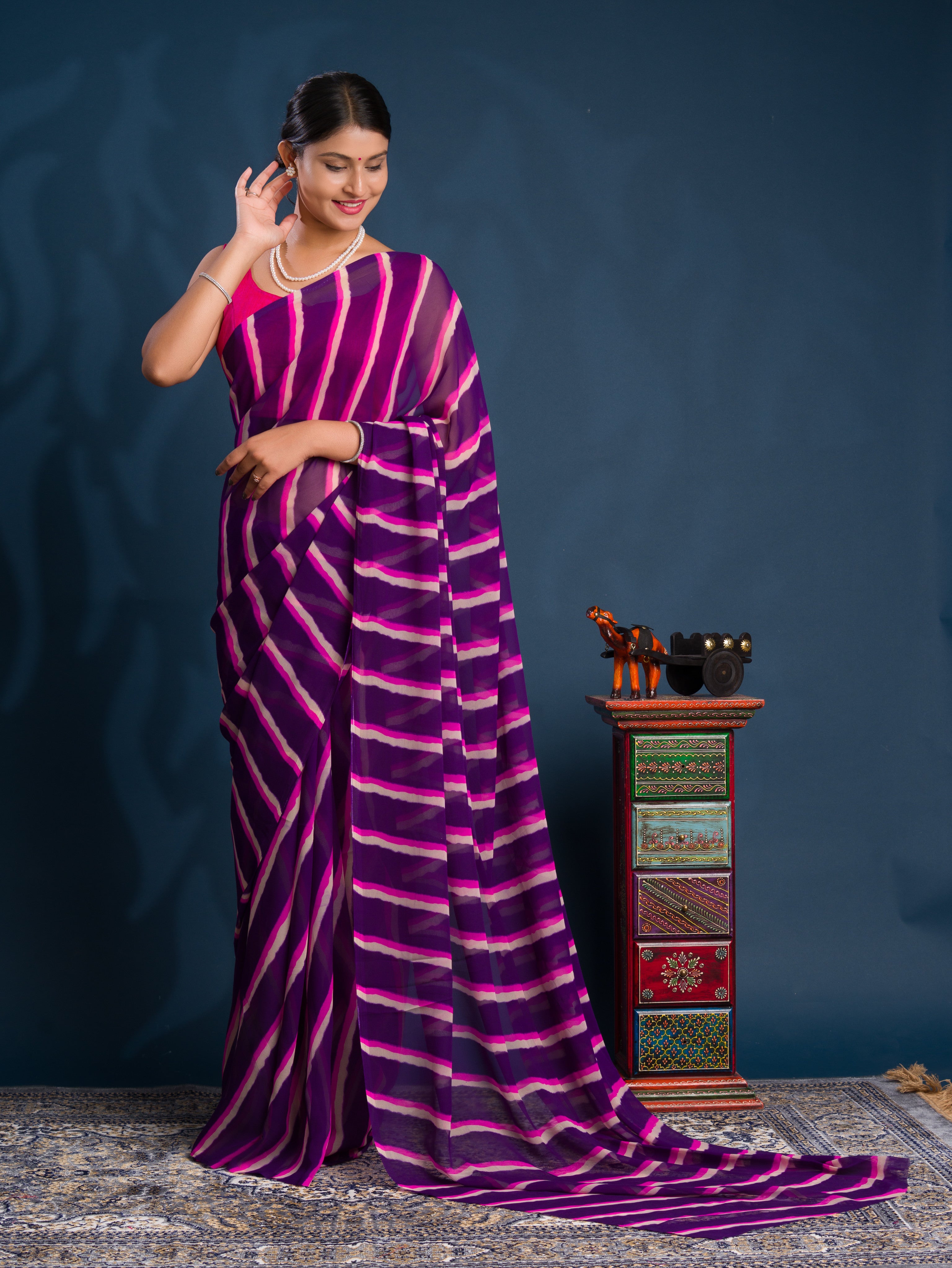Leheriya StyleSaree With Casual Wear