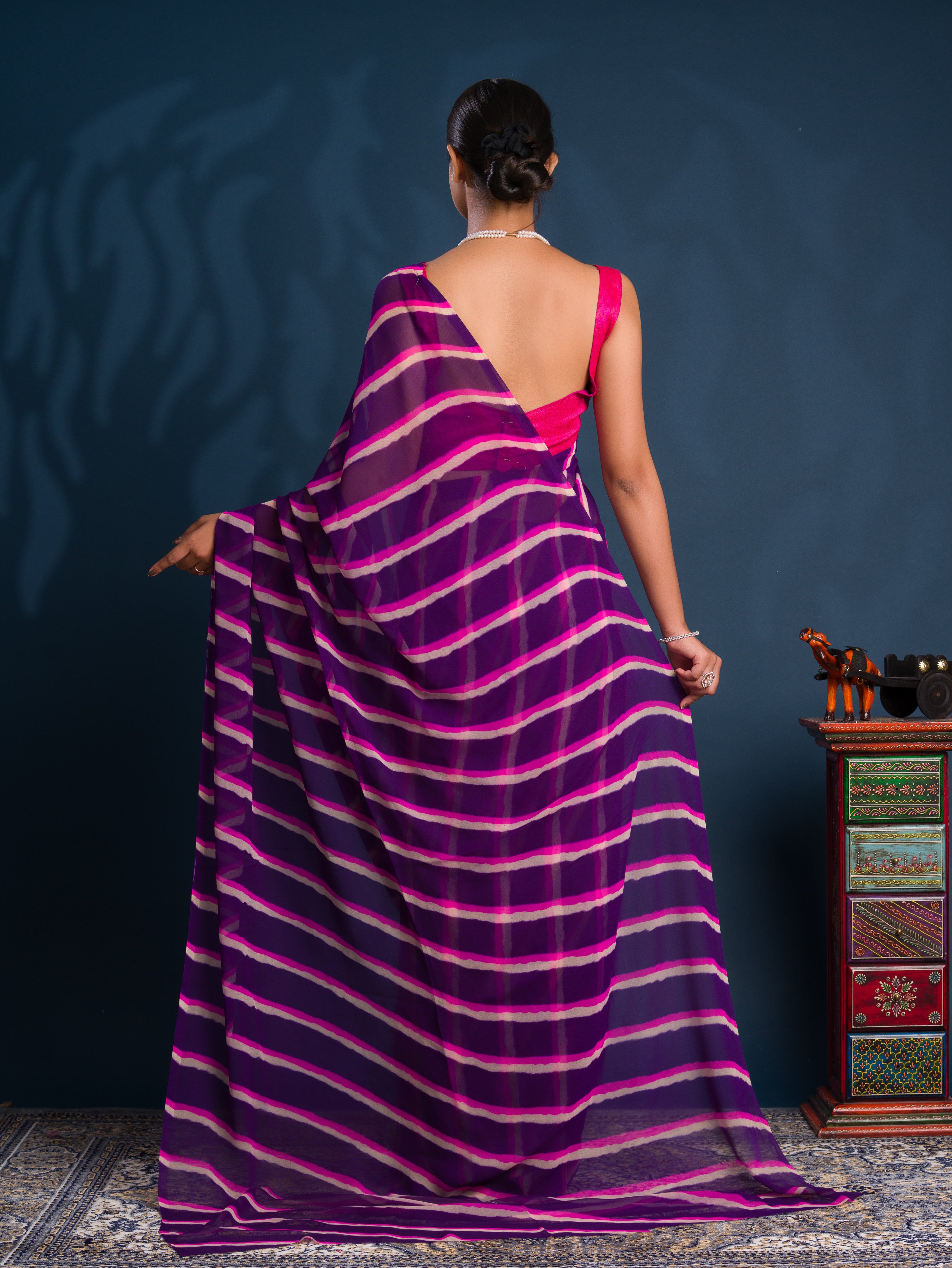 Leheriya StyleSaree With Casual Wear
