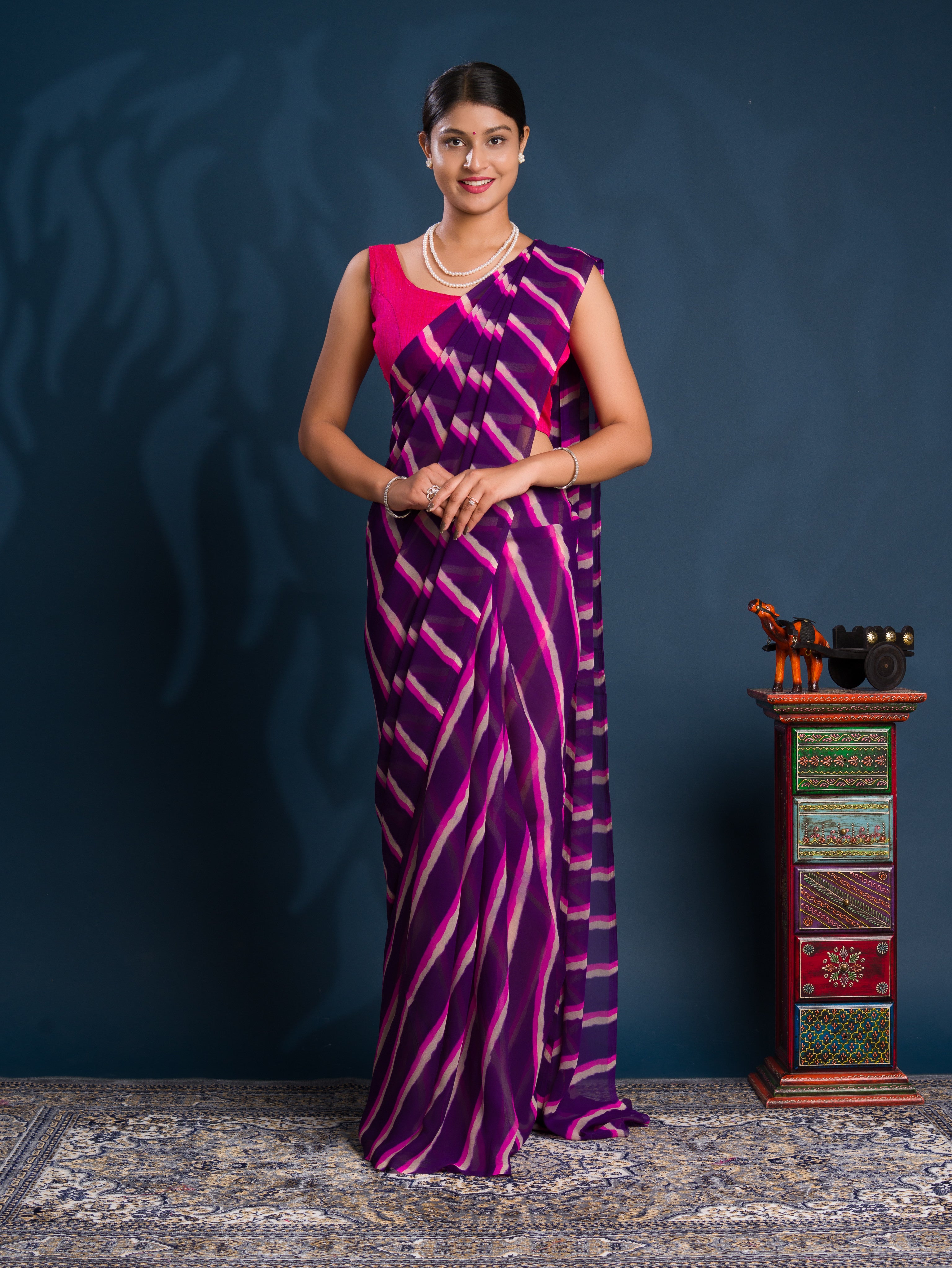 Leheriya StyleSaree With Casual Wear