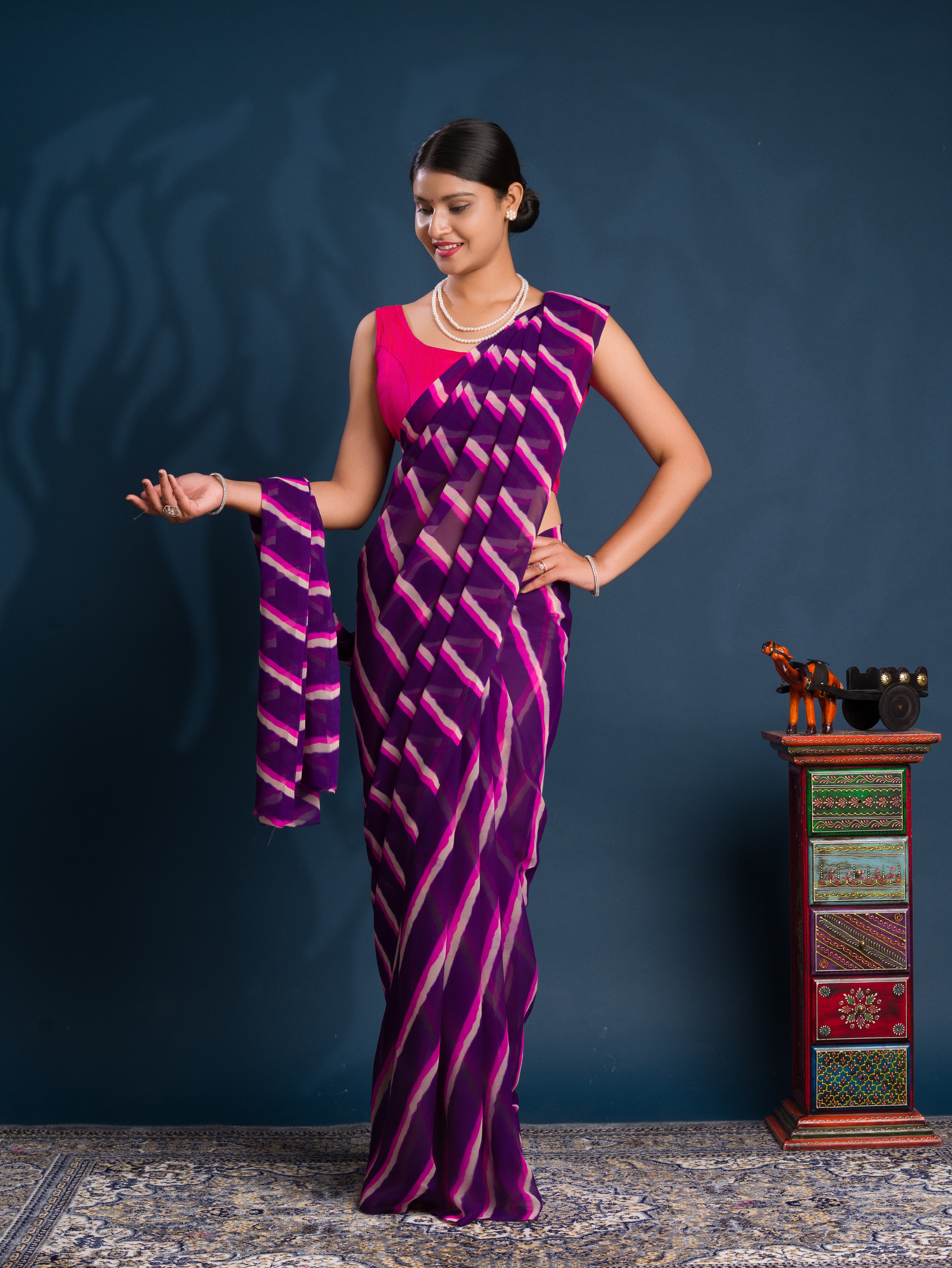 Leheriya StyleSaree With Casual Wear