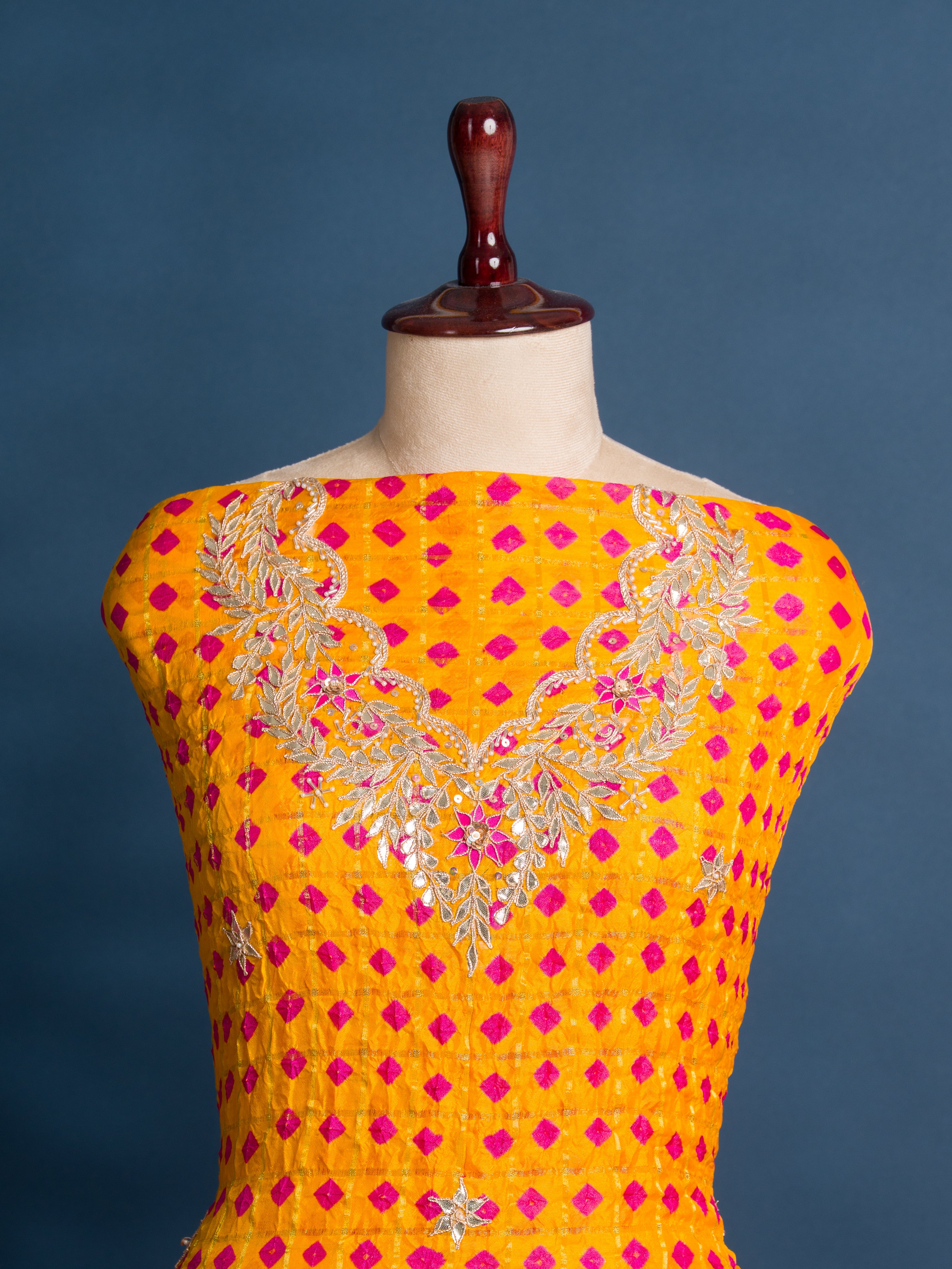 KcPc Trending Art Silk Bandhani Gharchola With Gota patti Work suit KML