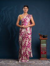 By Zig zag Style With Kashida Tari Work Saree