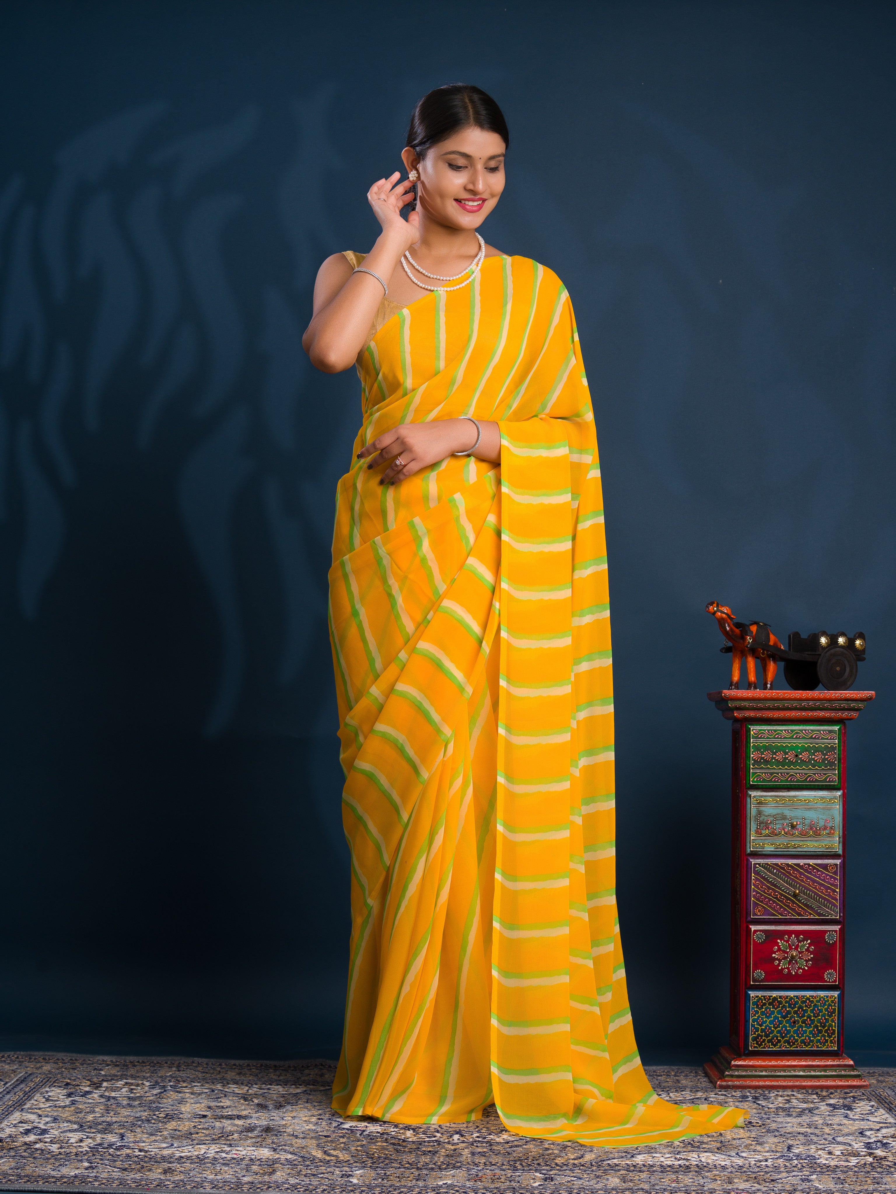 Leheriya StyleSaree With Casual Wear